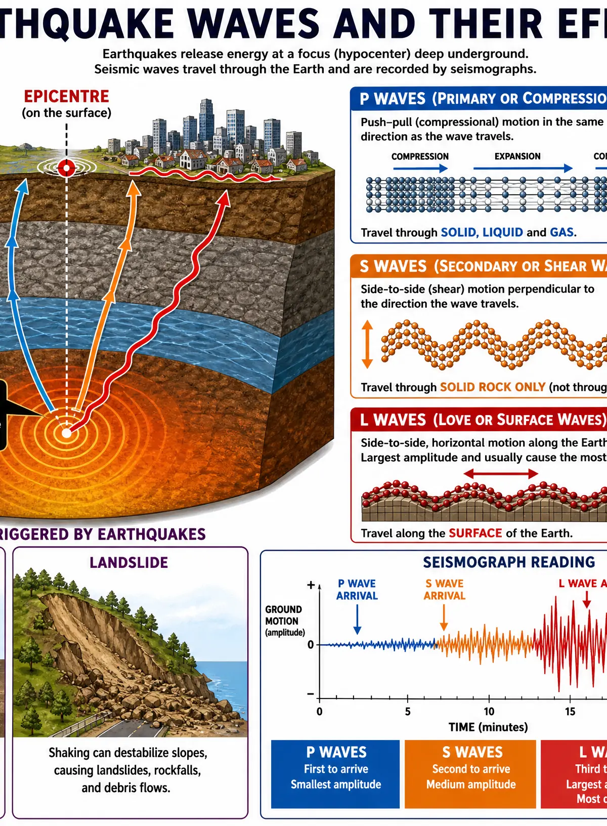Earthquake Waves and Secondary Hazards