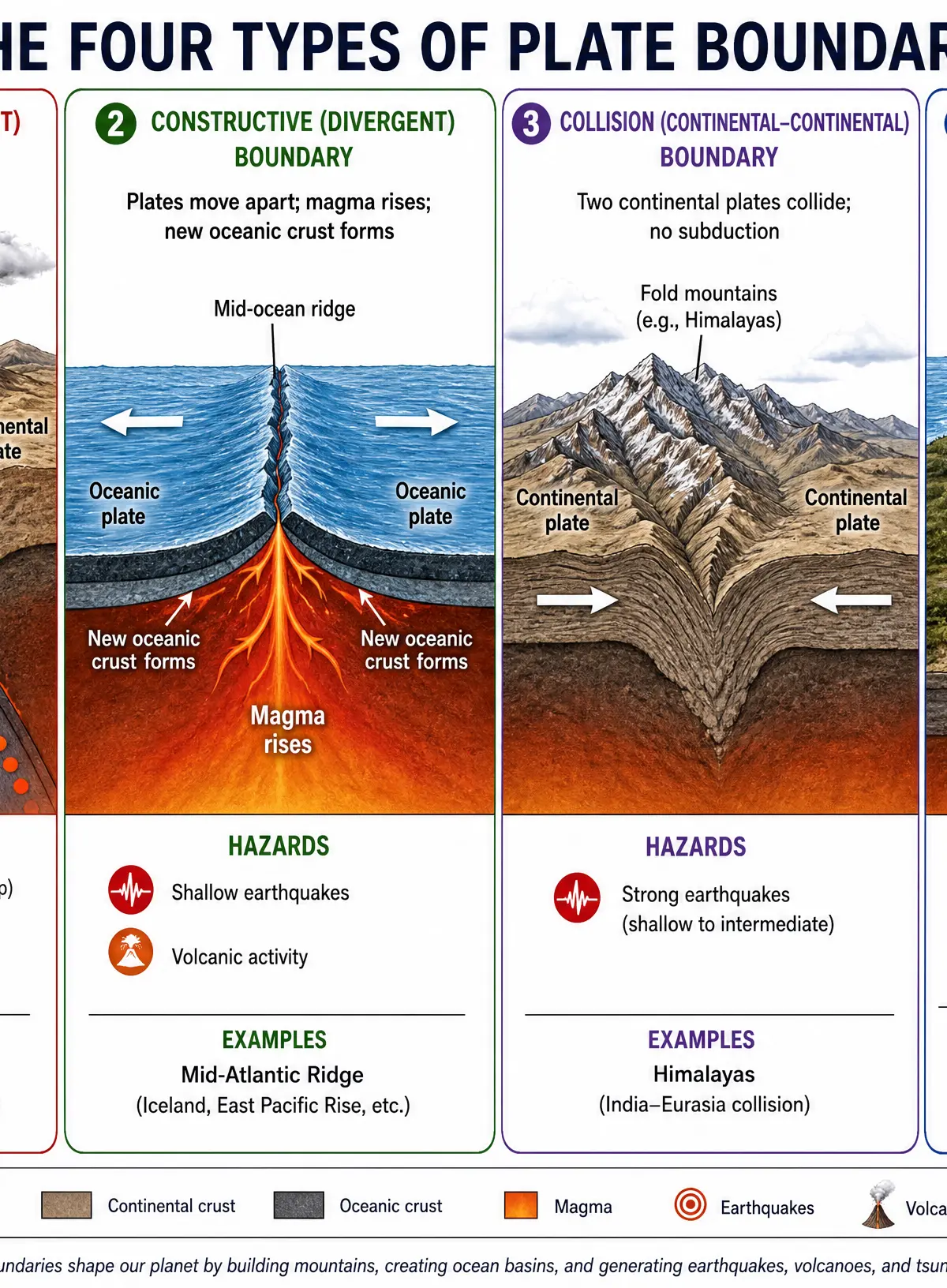 The Four Types of Plate Boundaries