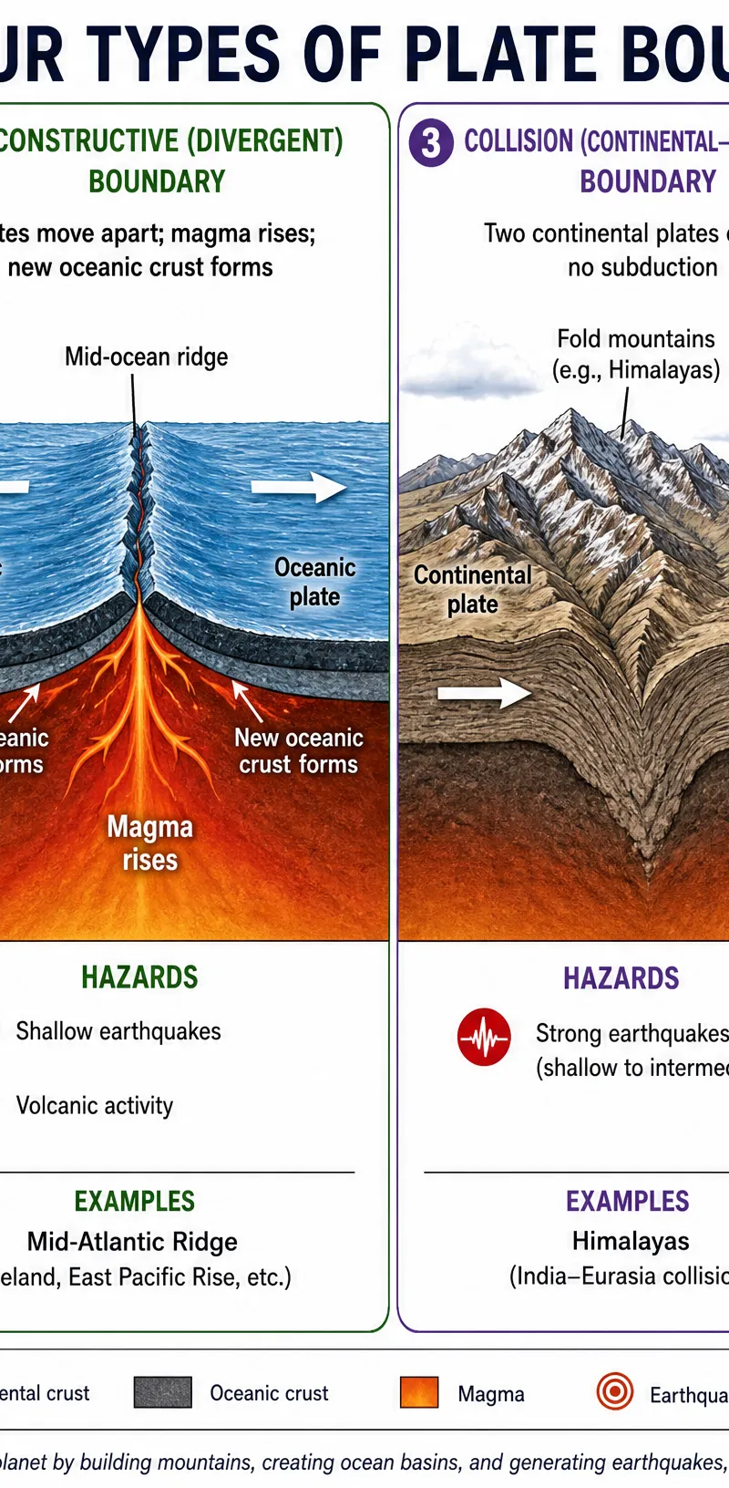 The Four Types of Plate Boundaries