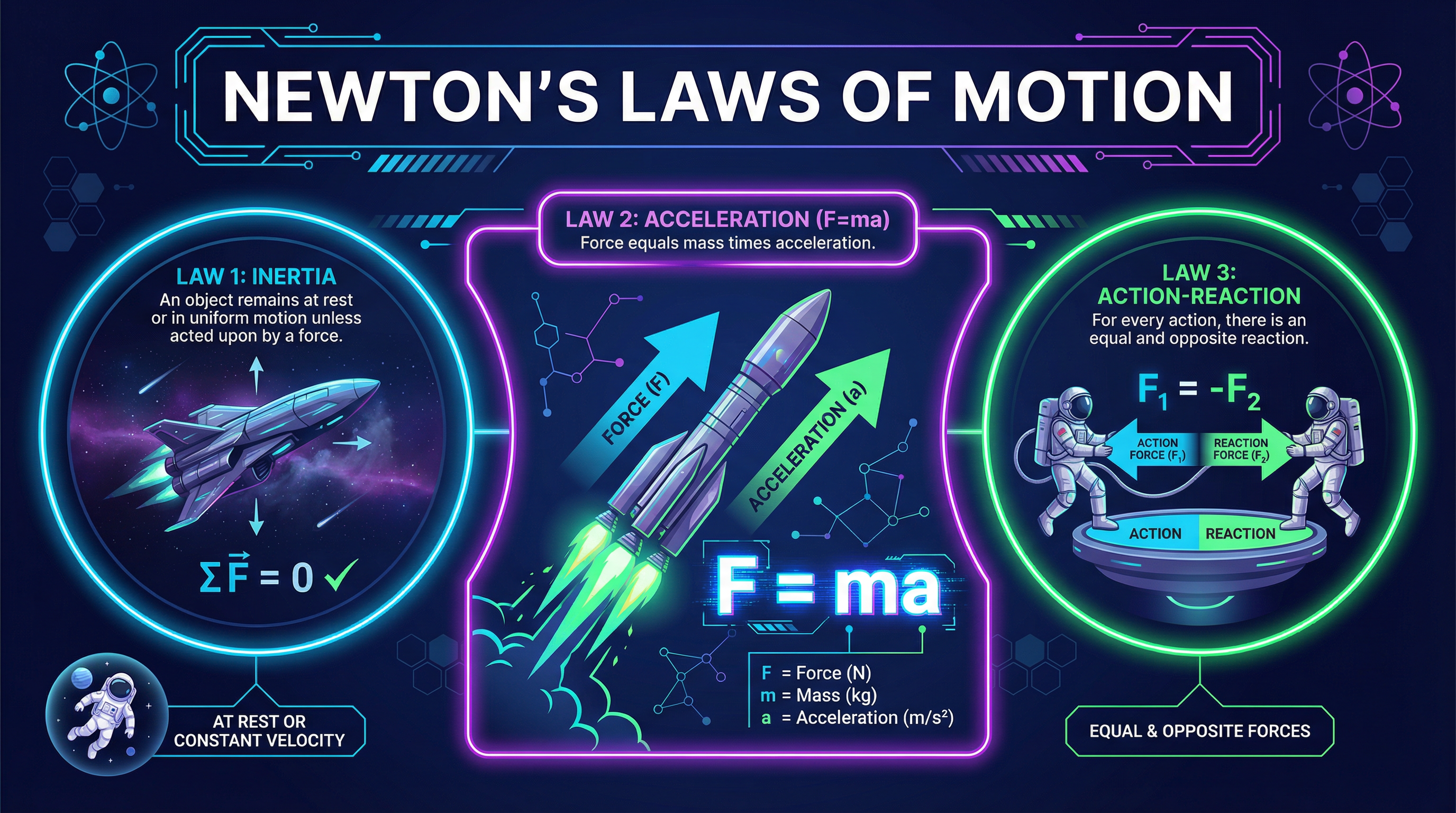 An overview of Newton's Three Laws of Motion.