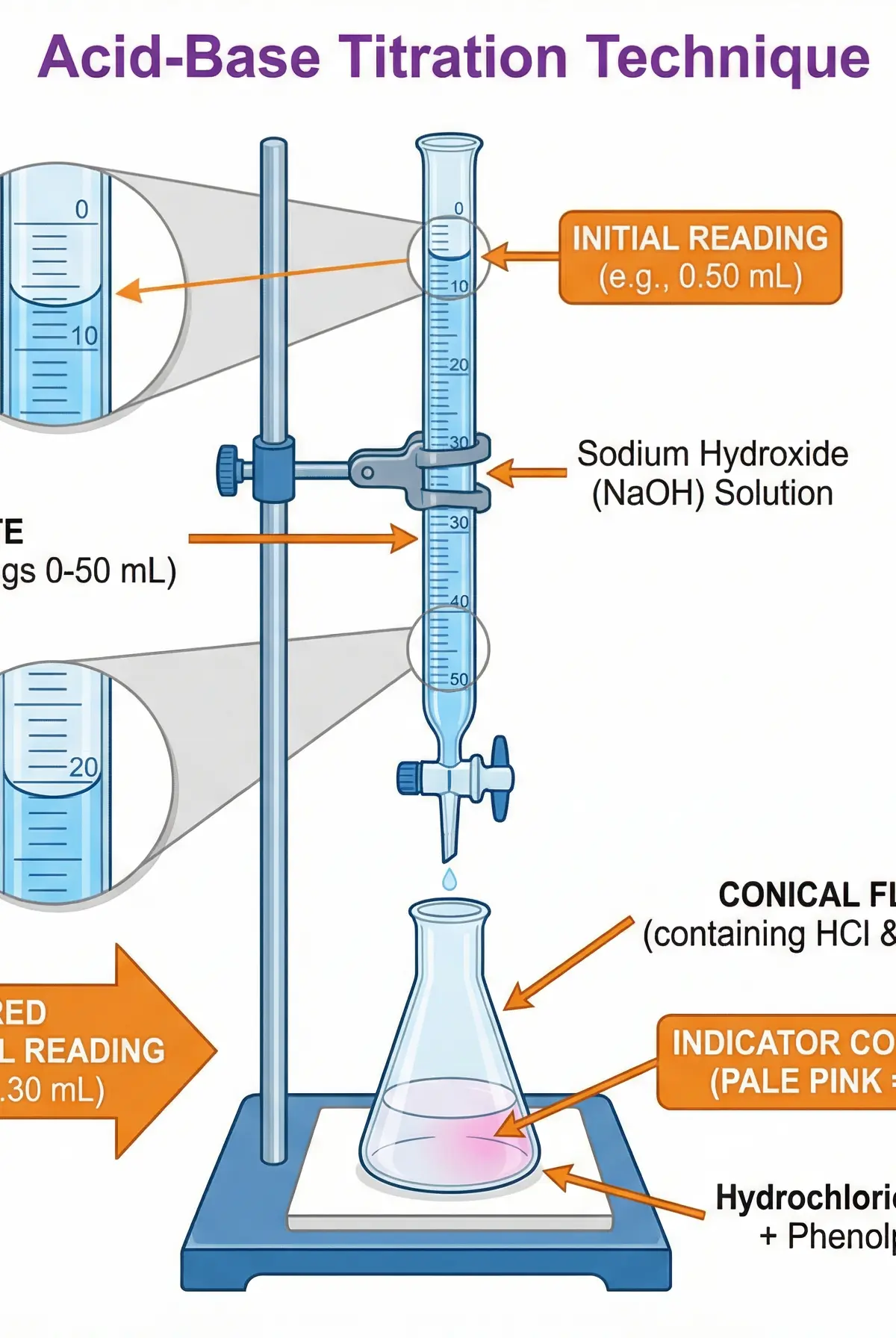 Acid-Base Titration Setup and Technique