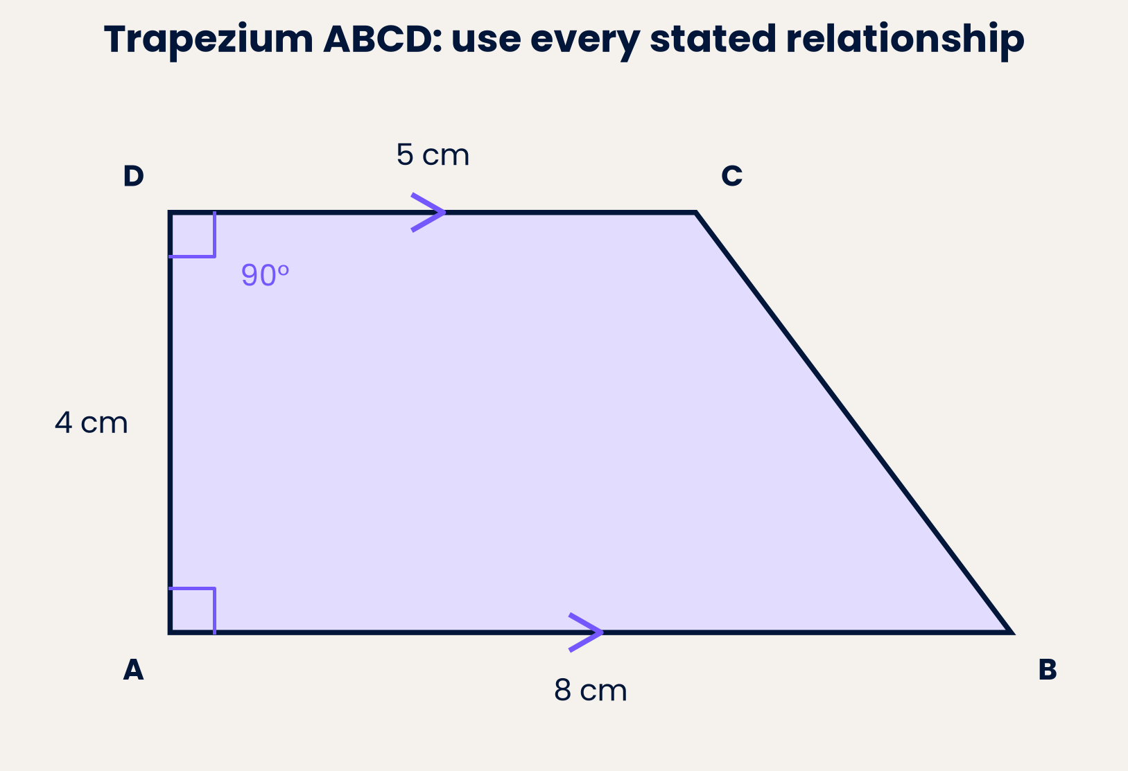 Use the parallel pair to deduce angle ADC = 90°.