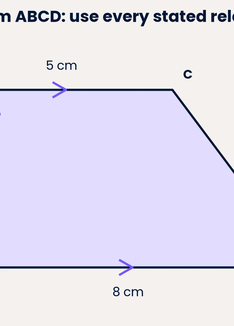 Use the parallel pair to deduce angle ADC = 90°.