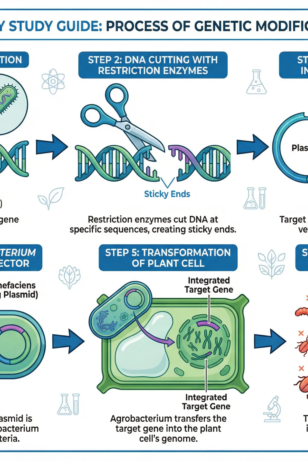 The process of genetic modification in agriculture.