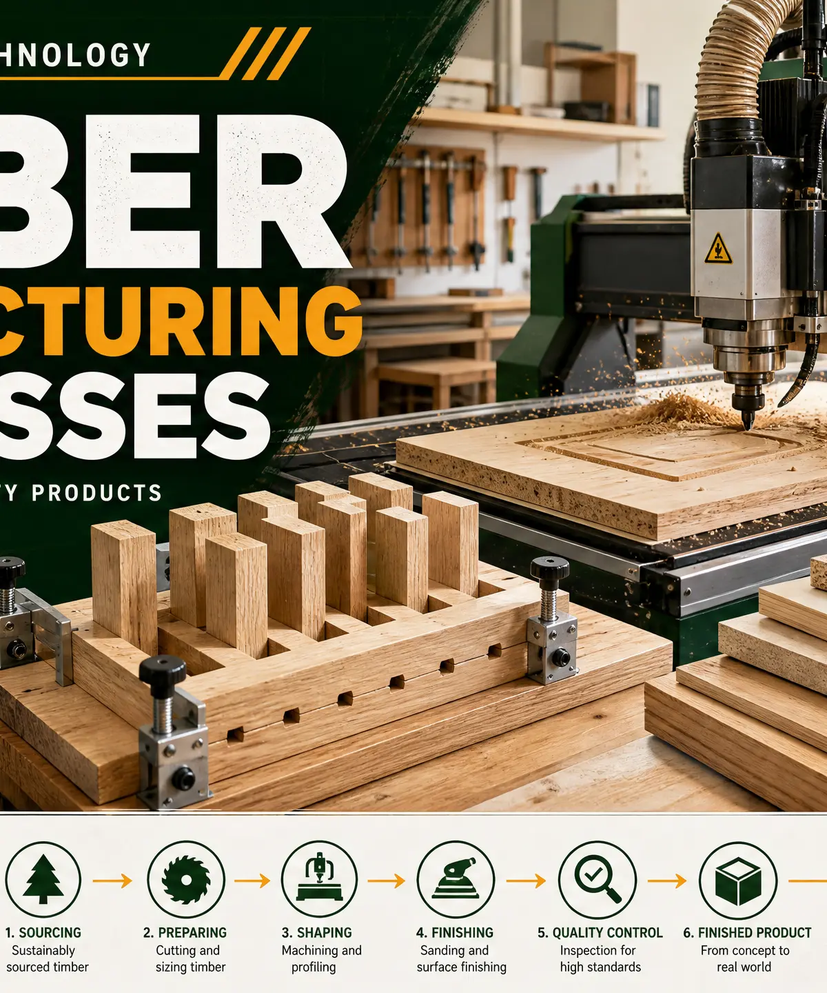 Header image for Timbers: Alternative processes that can be used to manufacture typical timber products to different scales of production