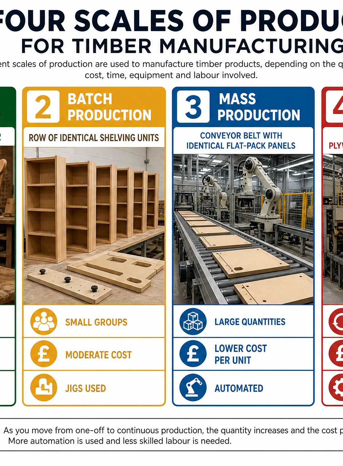 The four scales of production for timber manufacturing