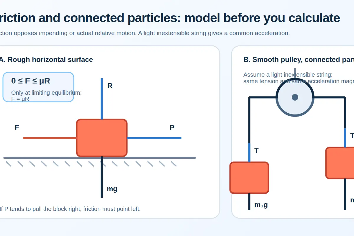 Friction modelling and connected particles