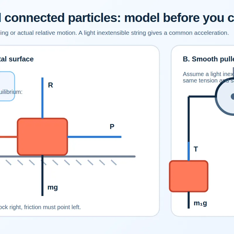 Friction modelling and connected particles