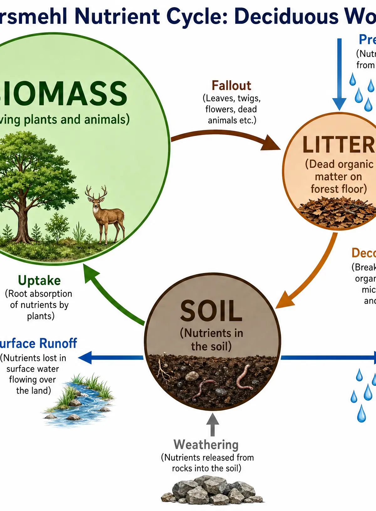 The Gersmehl Nutrient Cycle for Deciduous Woodlands.