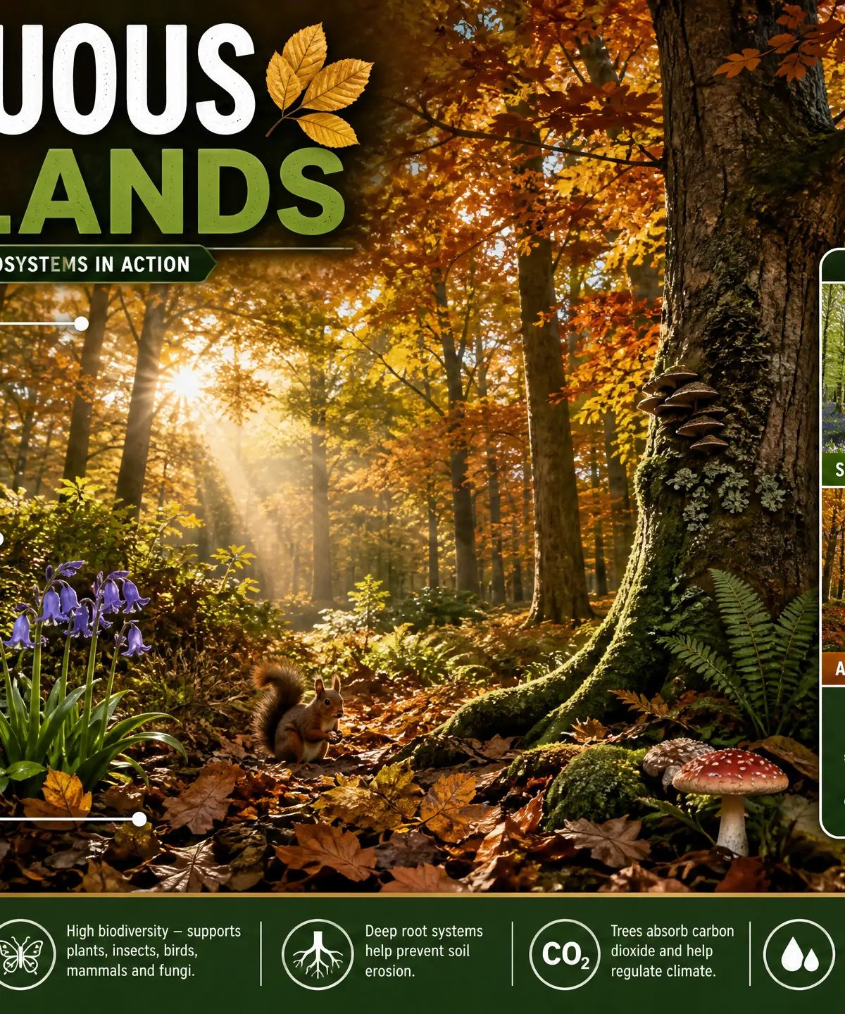 Cross-section of a temperate deciduous woodland.