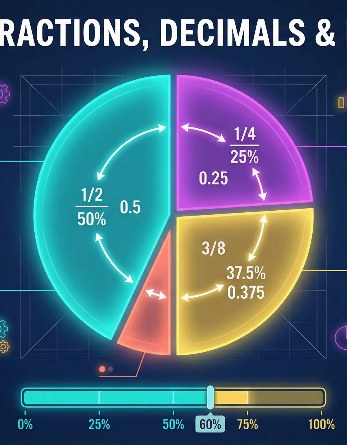 Fractions, Decimals, and Percentages: Three ways to say the same thing.