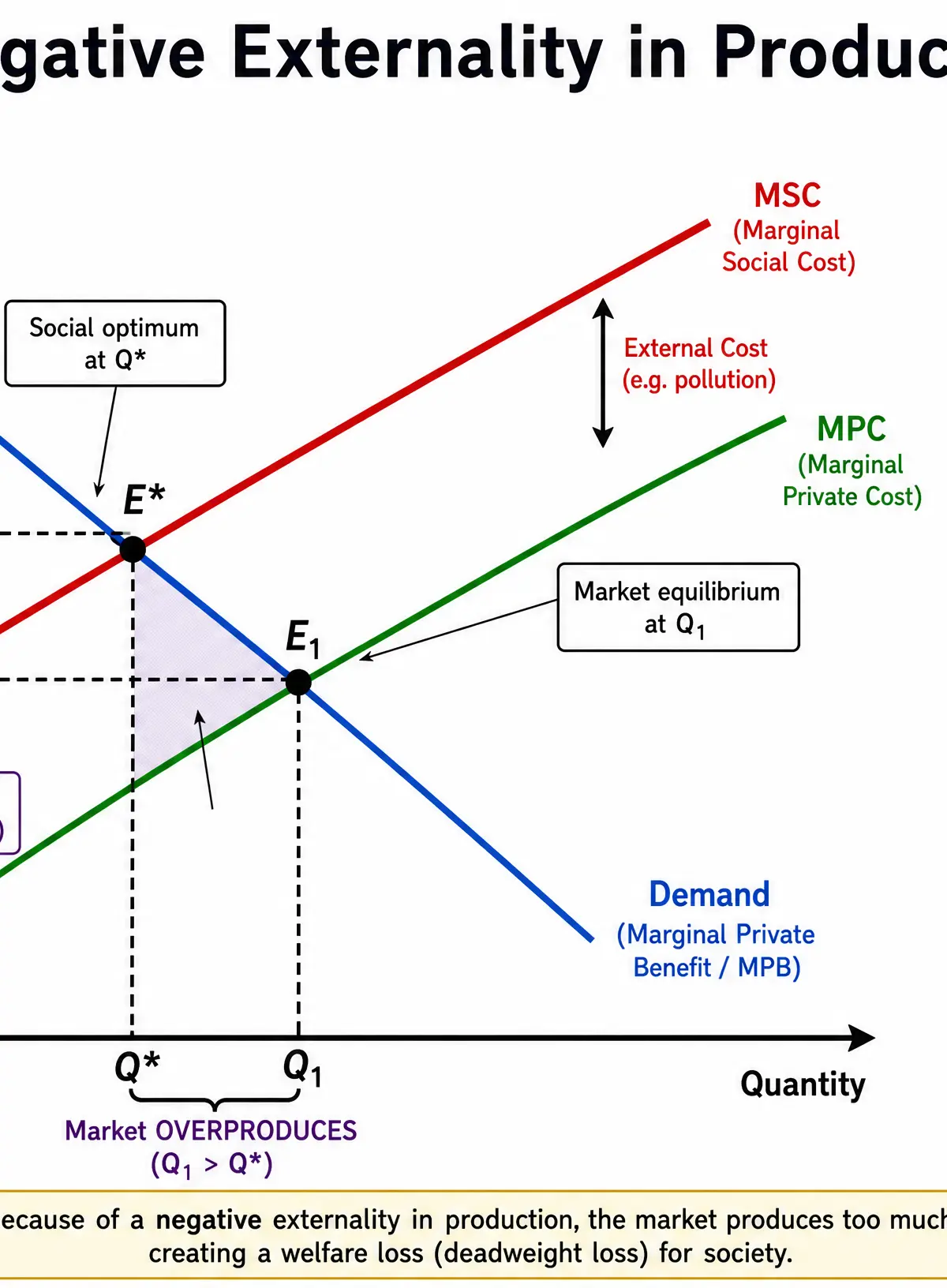 Negative Externality in Production Diagram
