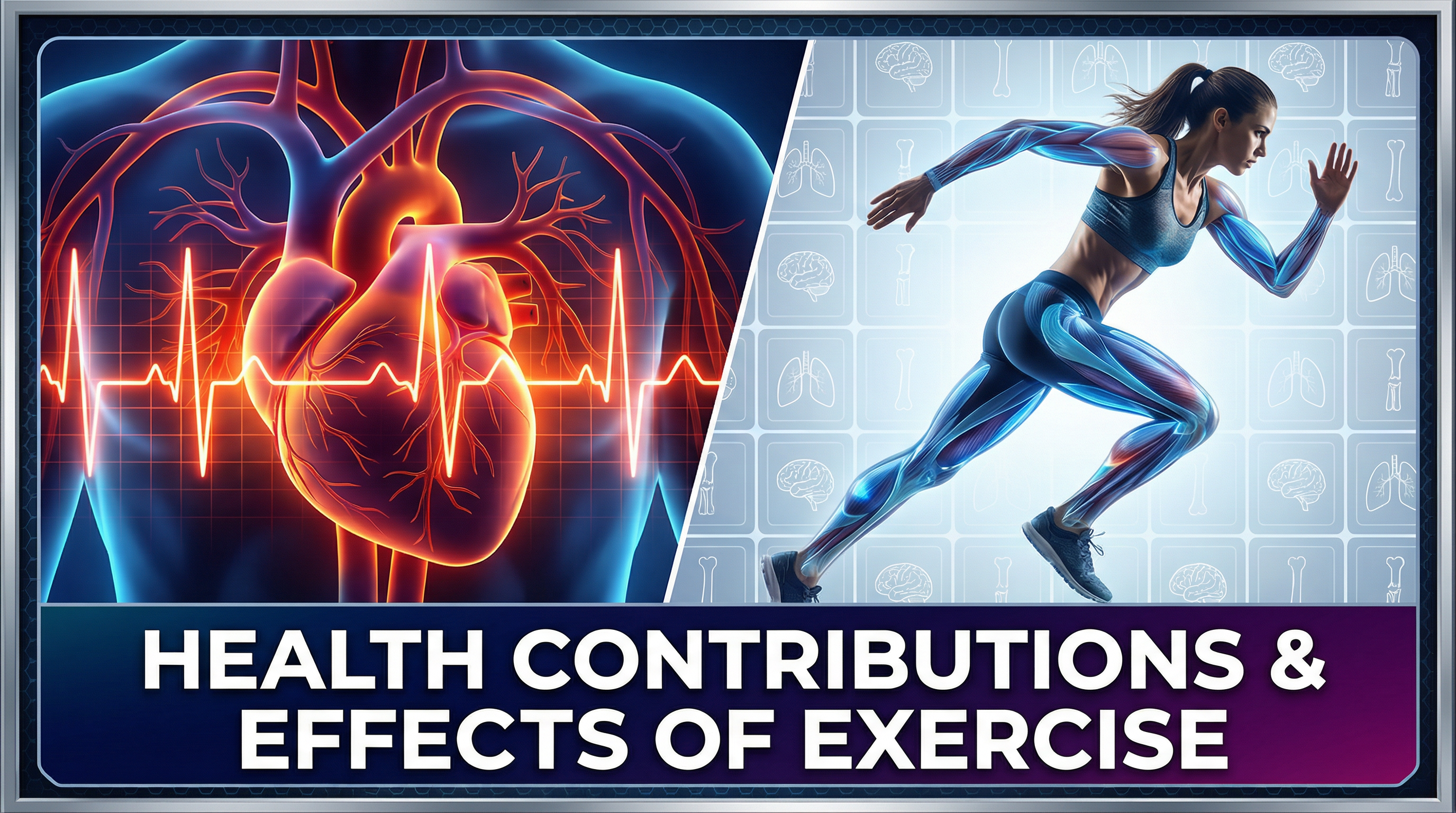 Header image illustrating the cardiovascular and muscular benefits of exercise.