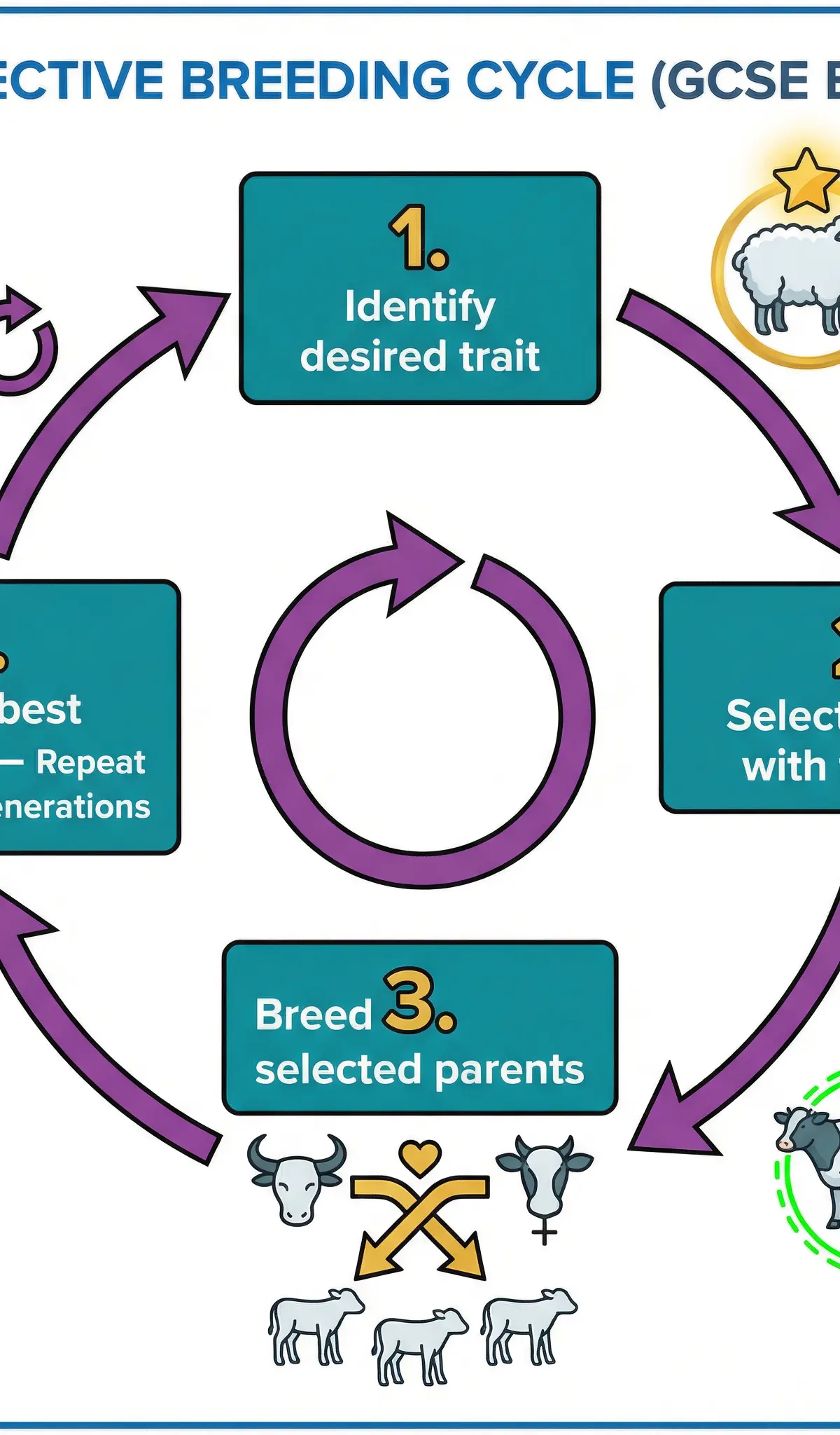 The cyclical process of selective breeding.