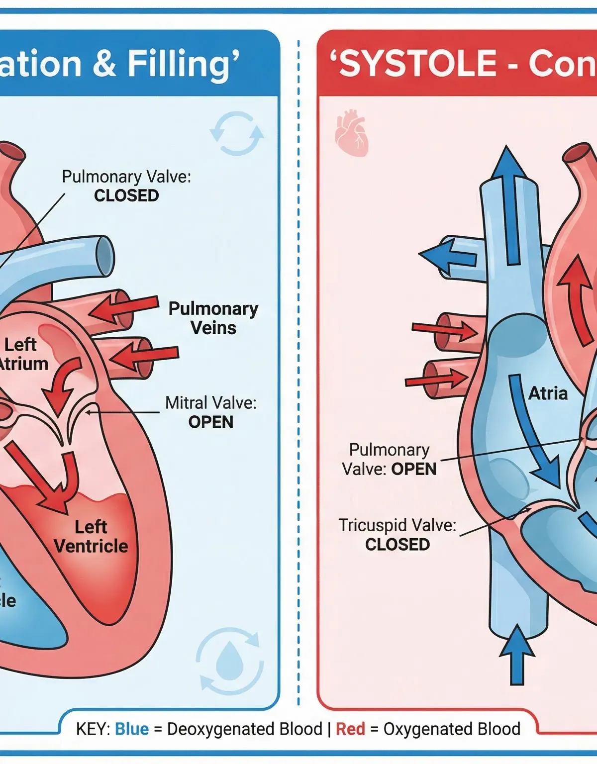 The cardiac cycle: diastole vs. systole