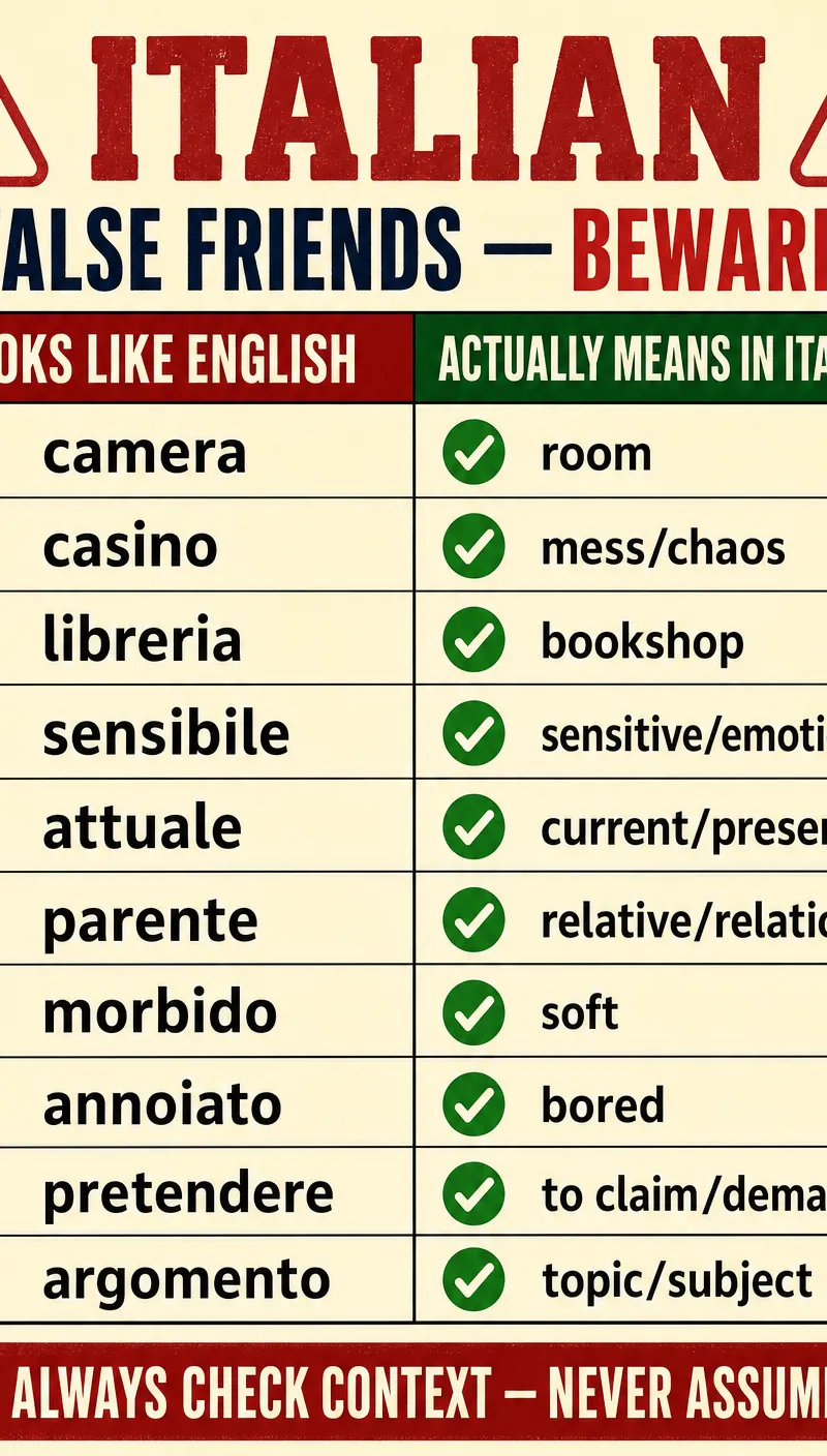 Italian False Friends Warning