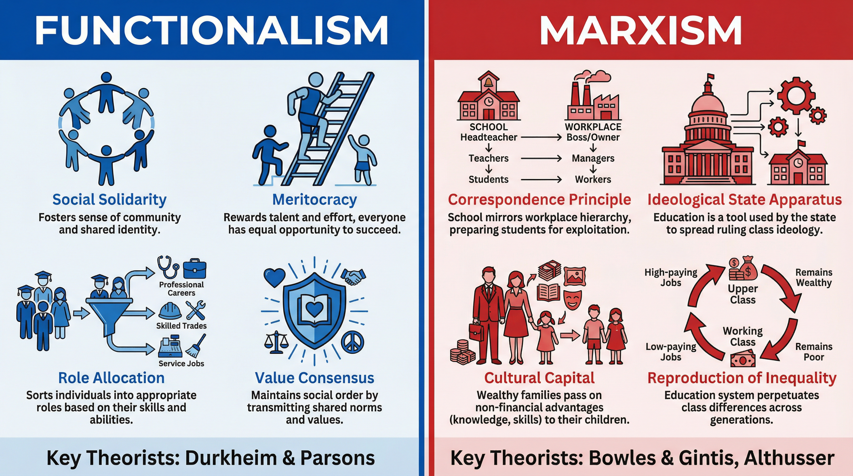 Comparison of Functionalist and Marxist Views on Education