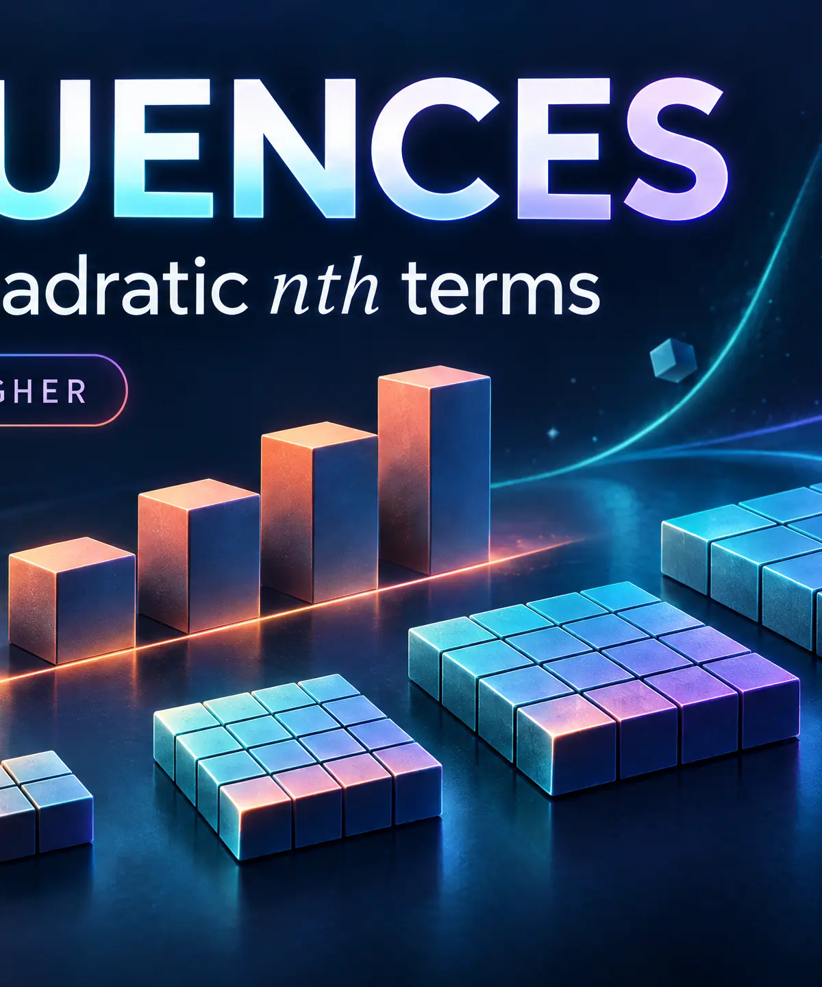 Sequences: linear and quadratic nth terms, GCSE Higher.