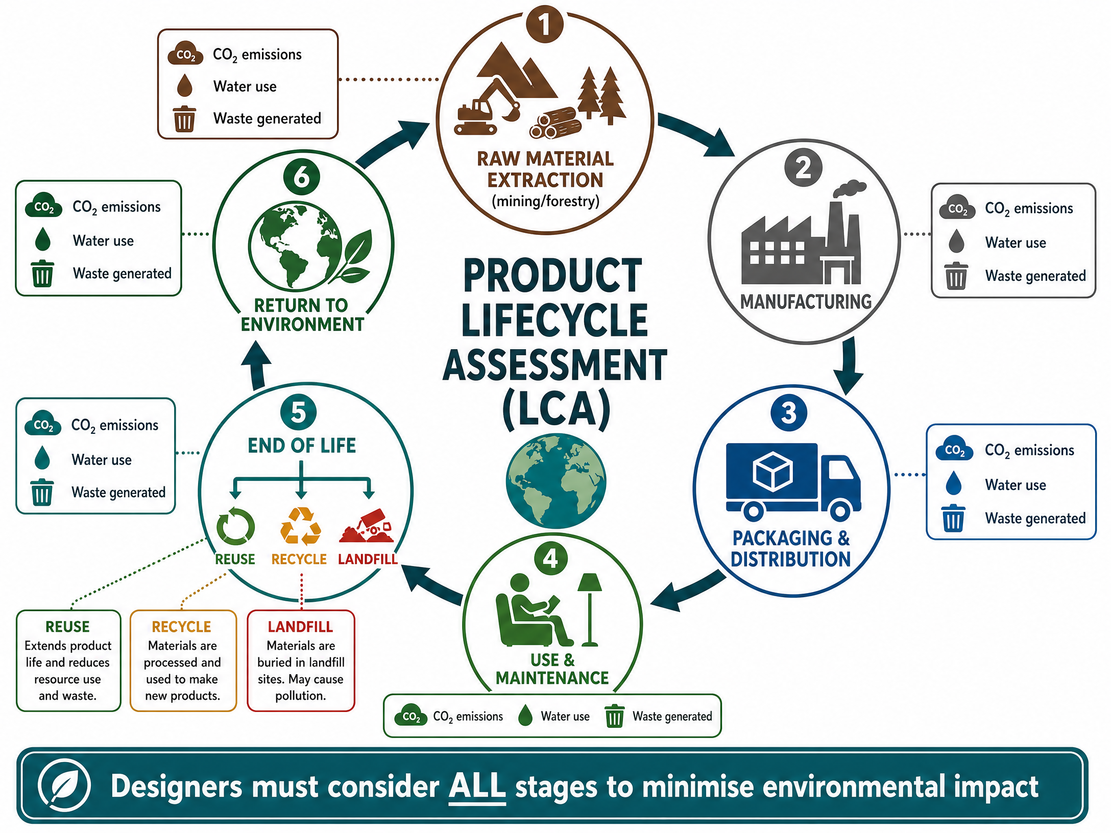 The 6 stages of a Product Lifecycle Assessment (LCA)