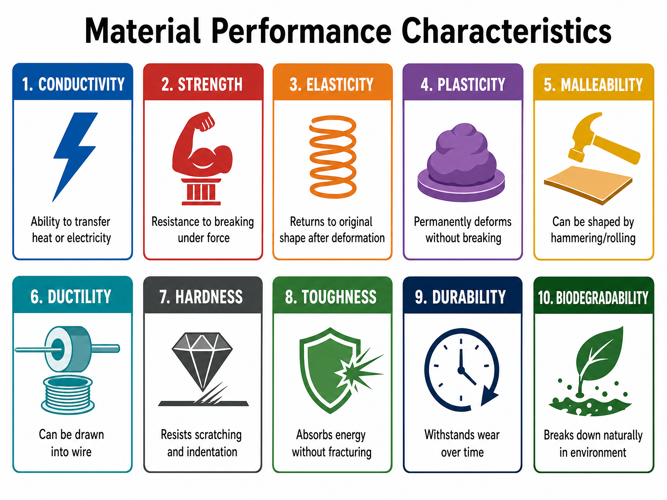 The 10 key material performance characteristics