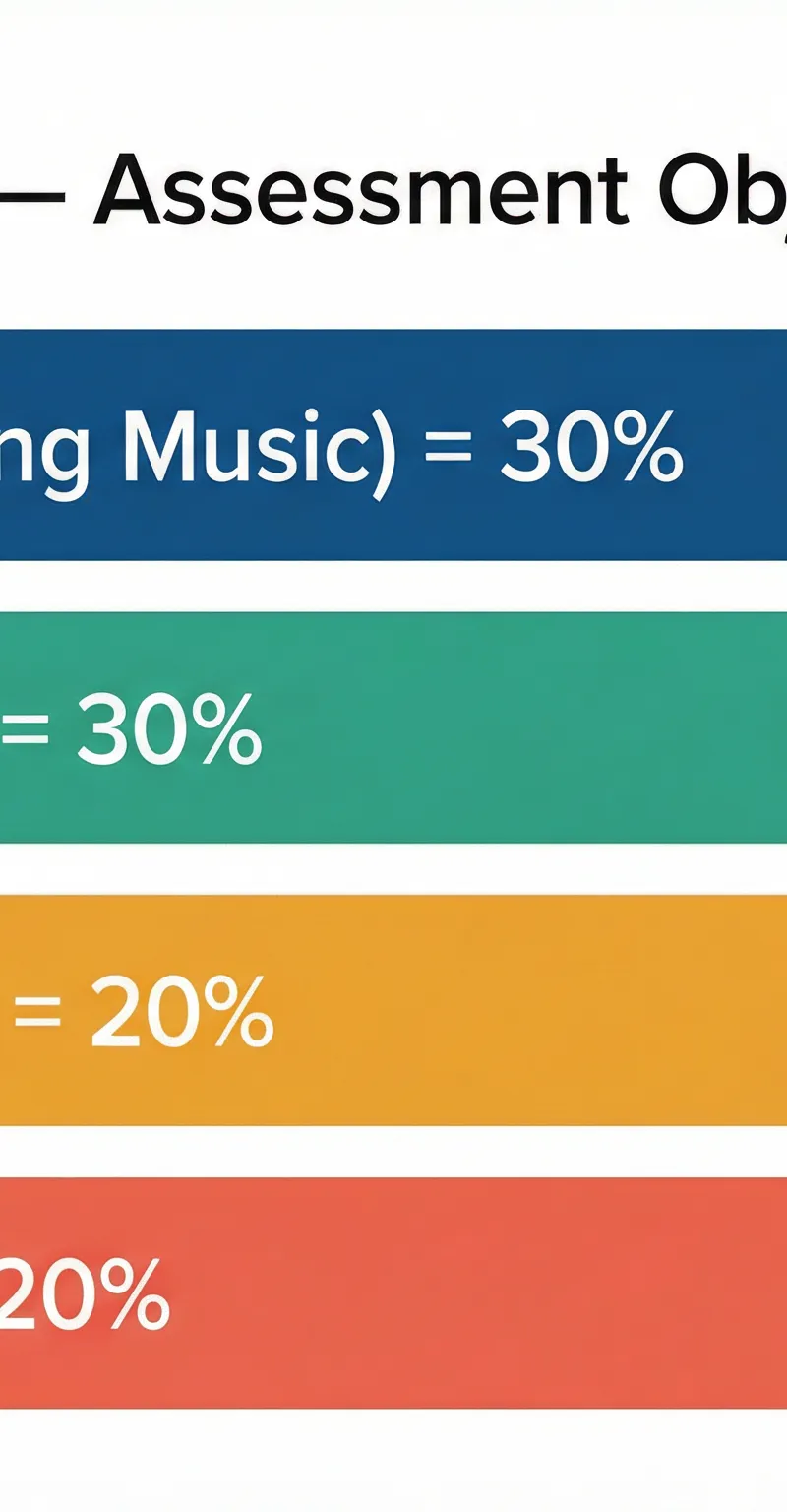 Assessment objectives breakdown for OCR GCSE Music.