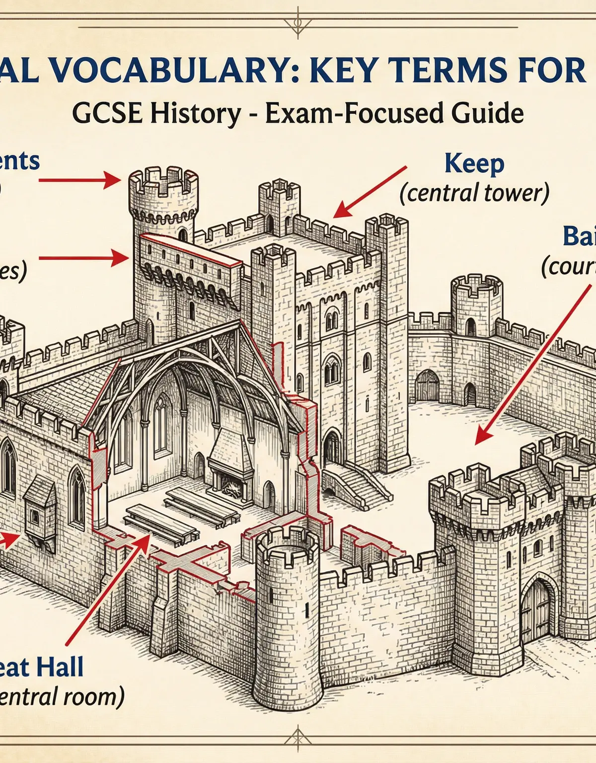 Key architectural vocabulary for describing historical buildings.