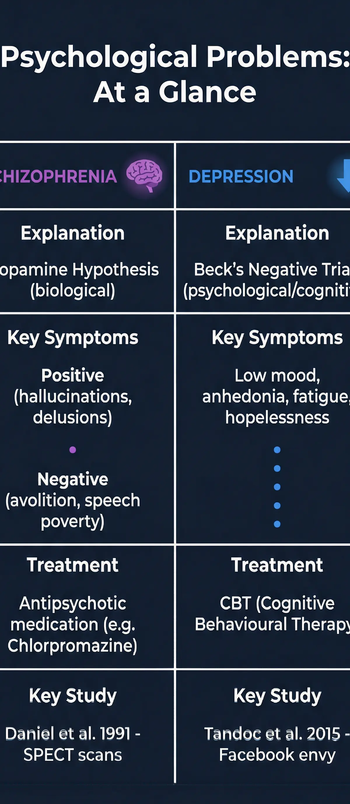 Comparison: Schizophrenia vs. Depression