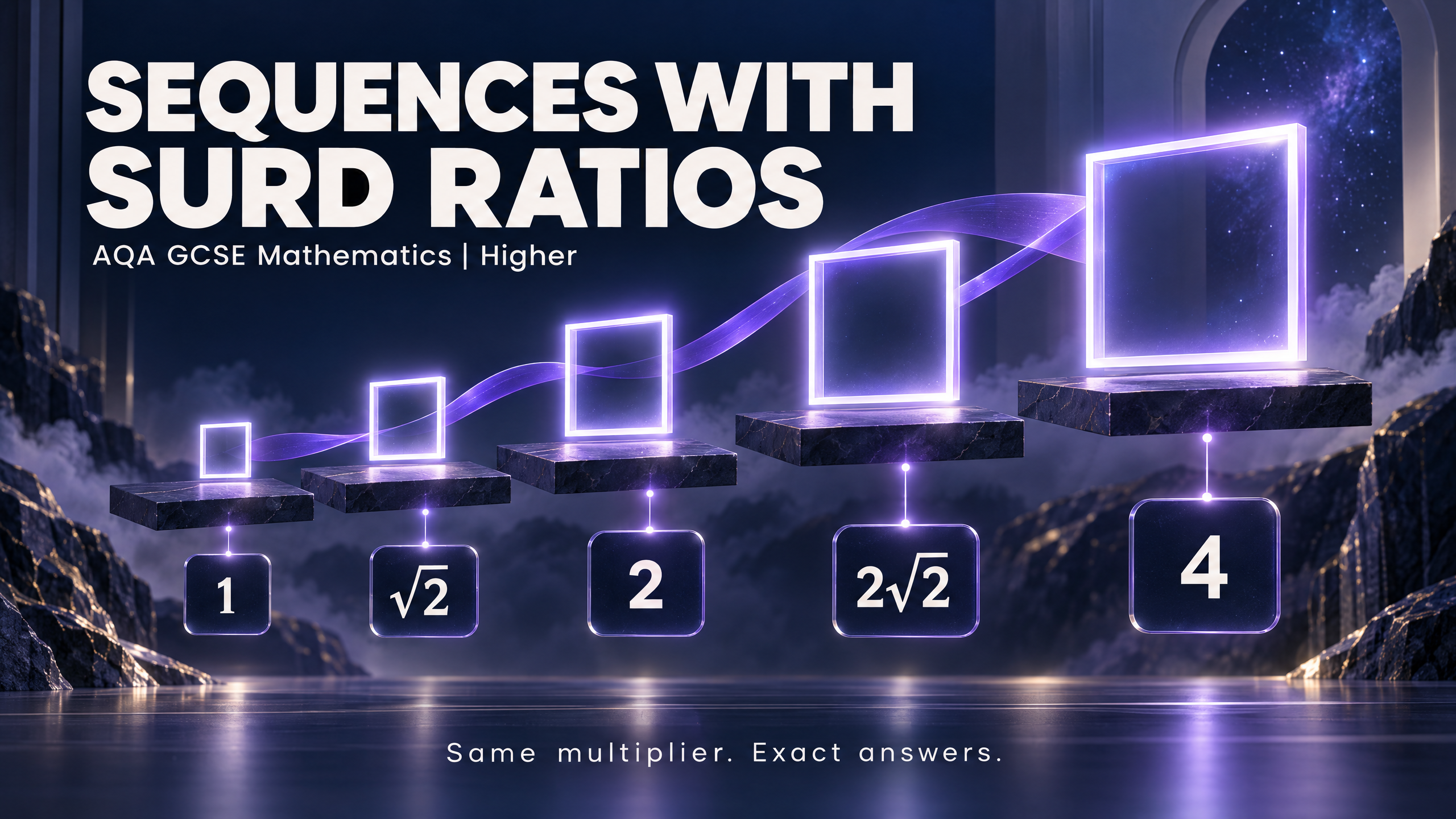 AQA GCSE Mathematics Higher: sequences with surd ratios.