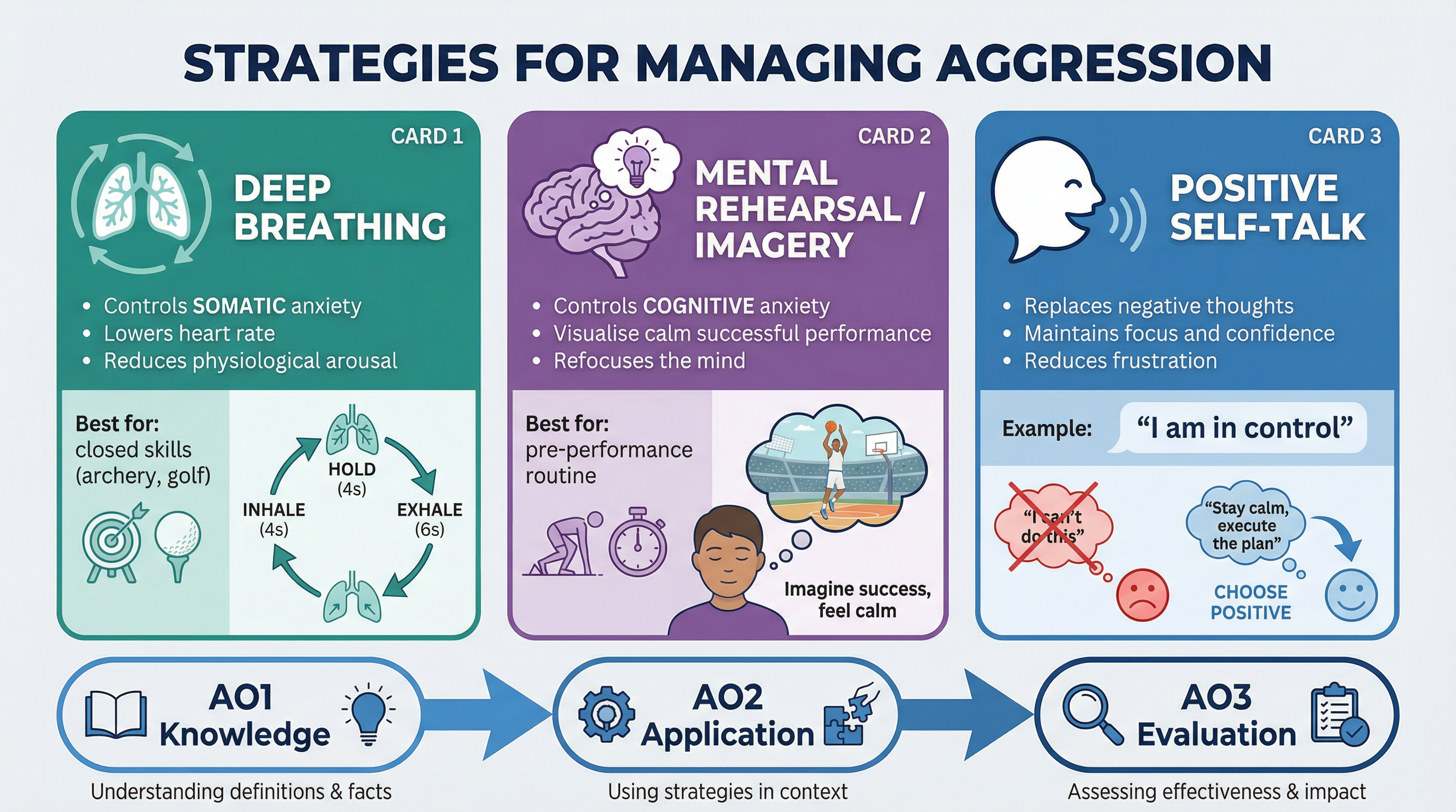 Diagram explaining the strategies for managing aggression and arousal.