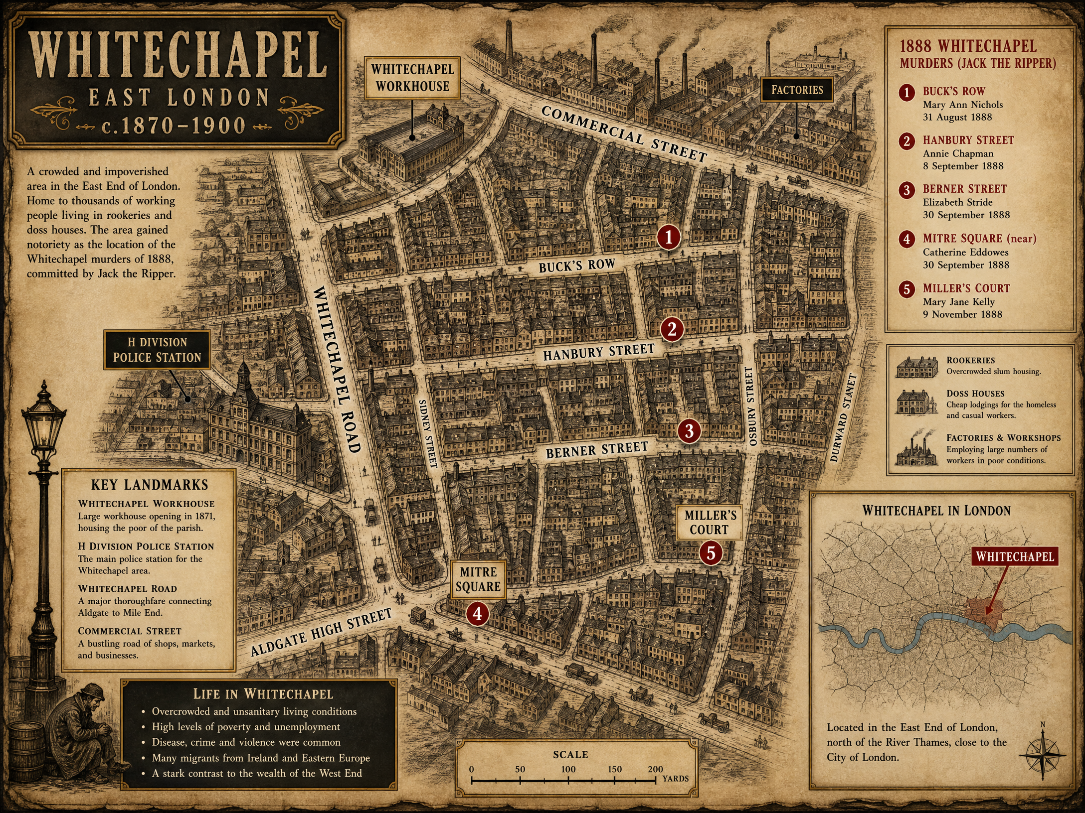 Map of Whitechapel c1870-1900