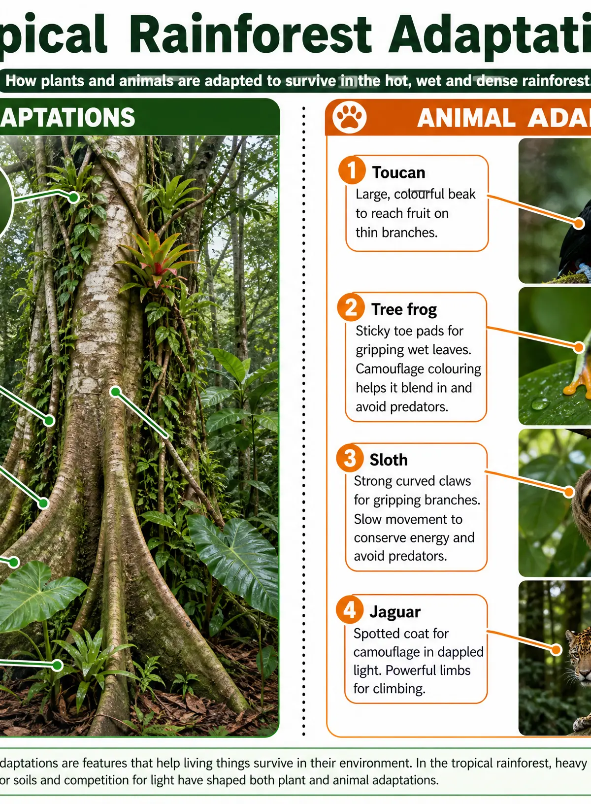 Plant and Animal Adaptations in the Tropical Rainforest.