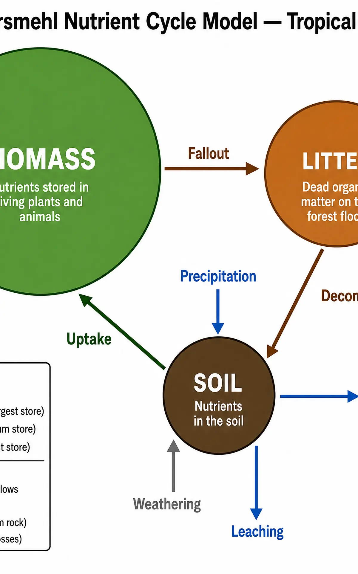 The Gersmehl Nutrient Cycle Model for a Tropical Rainforest.