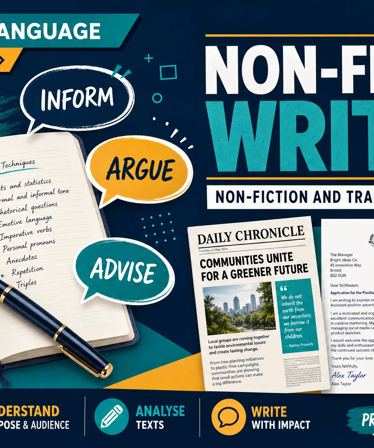 Header image for Writing: Non-fiction and Transactional Writing