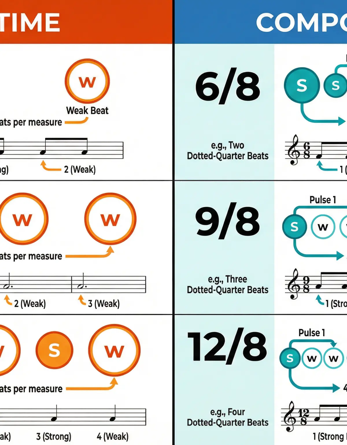 Visual guide to Simple vs. Compound Time.