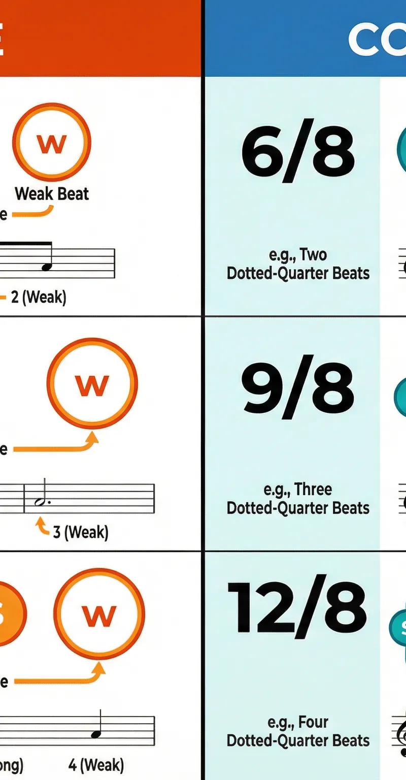 Visual guide to Simple vs. Compound Time.