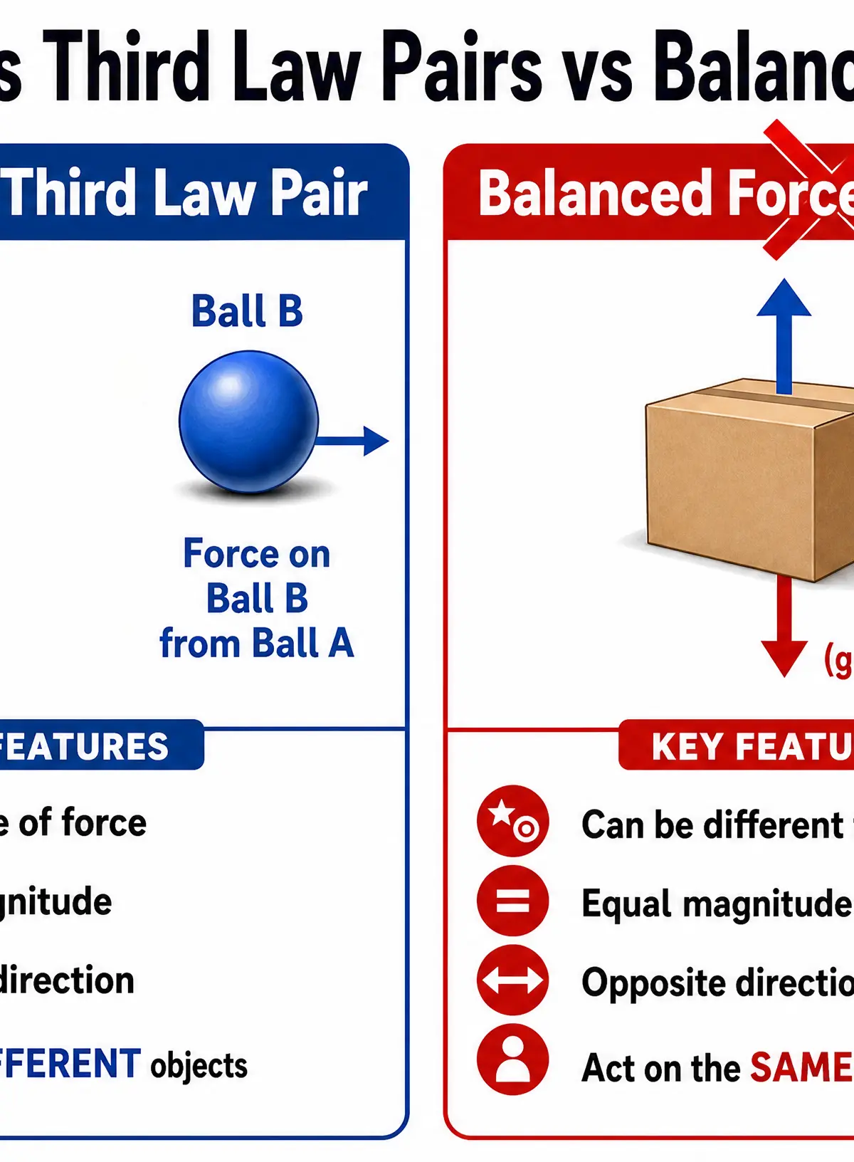 Newton's Third Law Pairs vs Balanced Forces