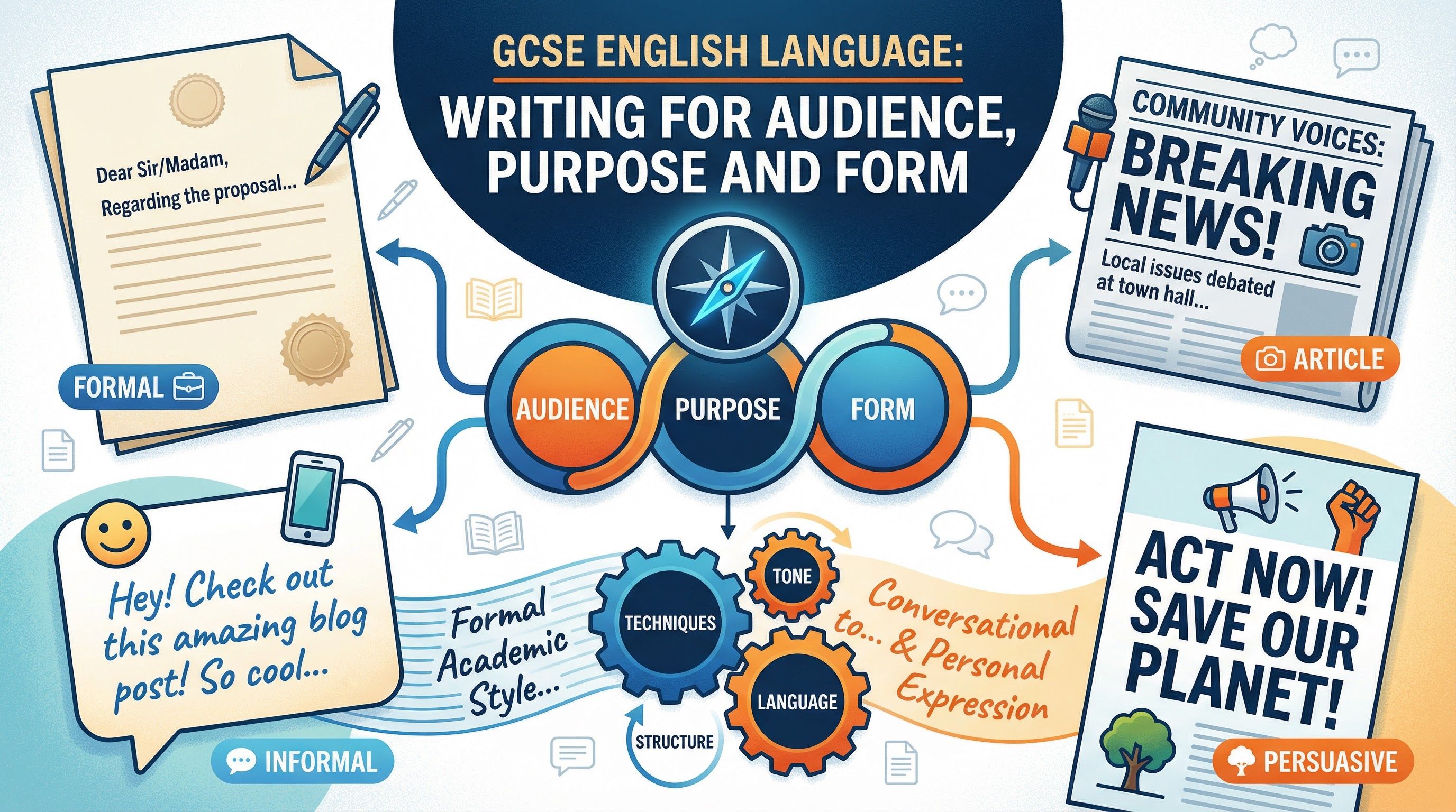 Header image for Writing for Audience, Purpose and Form