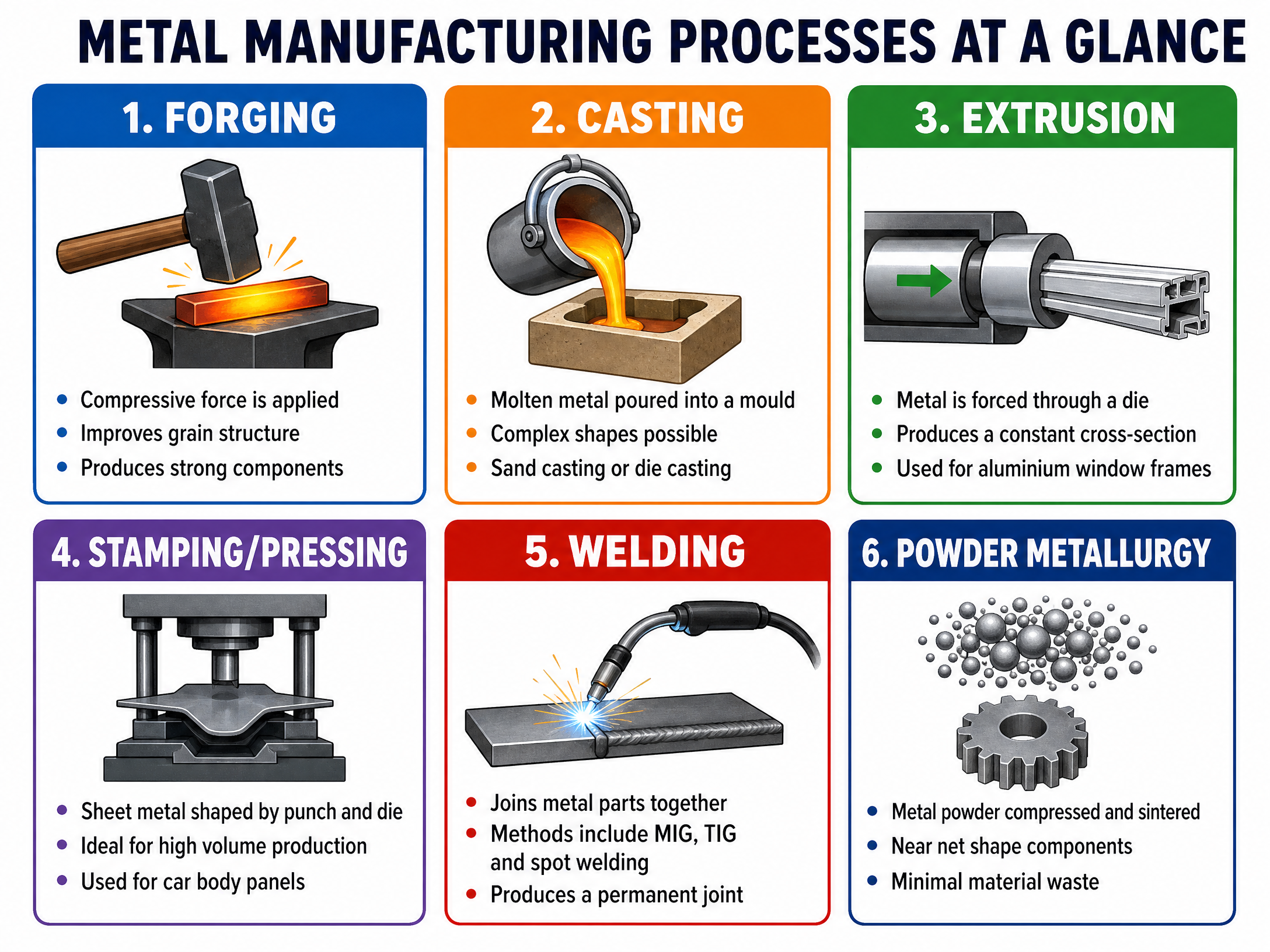 Key metal manufacturing processes at a glance
