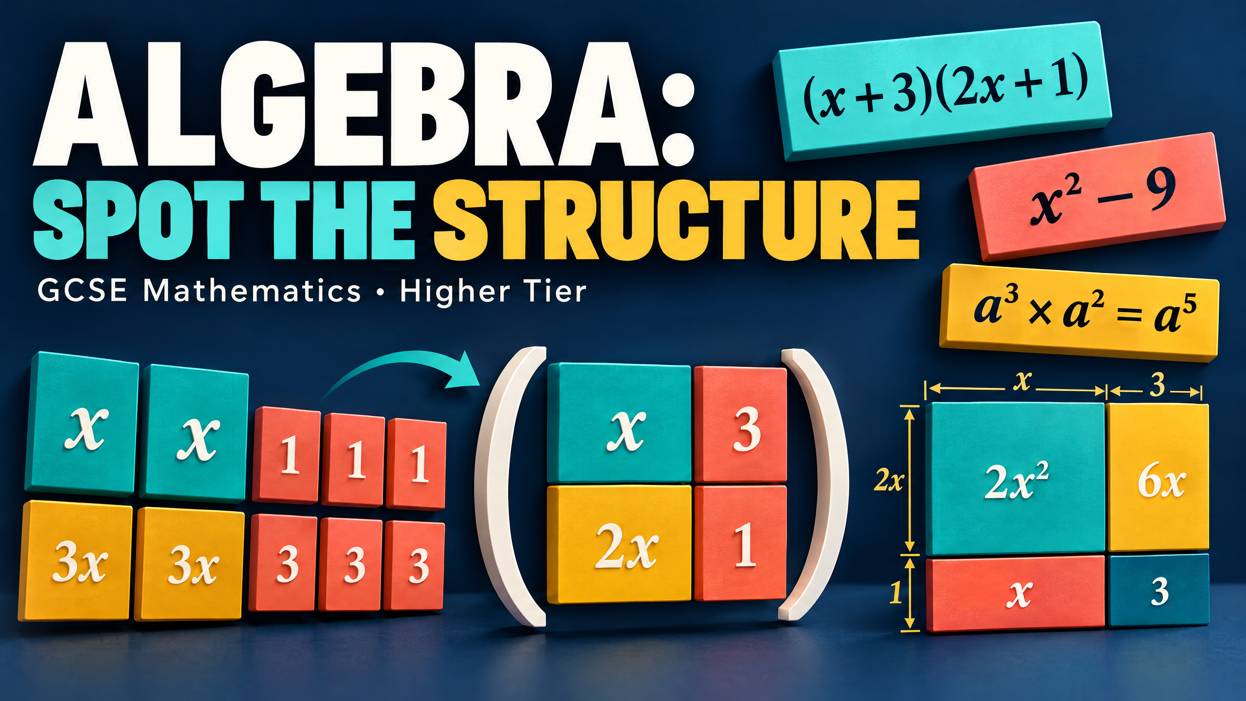 Algebra: spot the structure. GCSE Mathematics, Higher Tier.