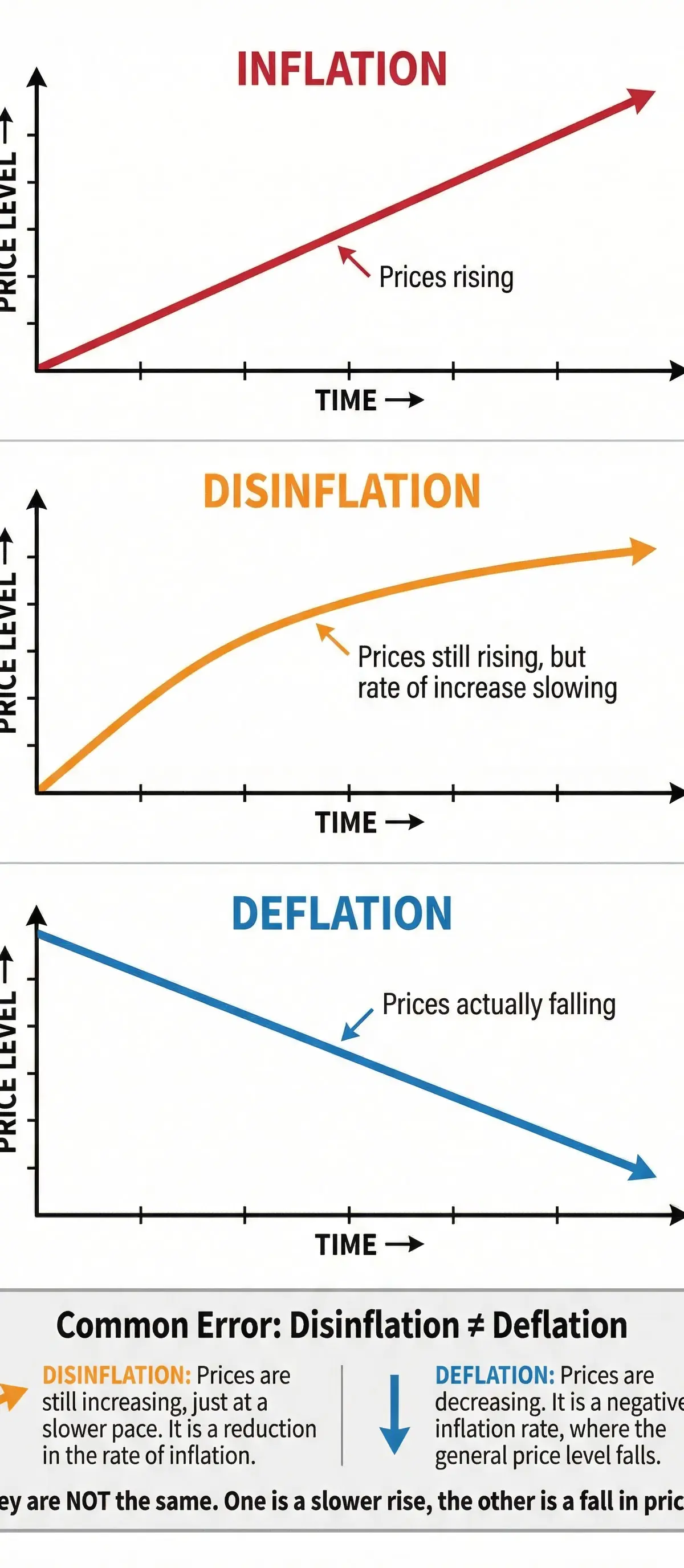 Inflation vs. Disinflation vs. Deflation