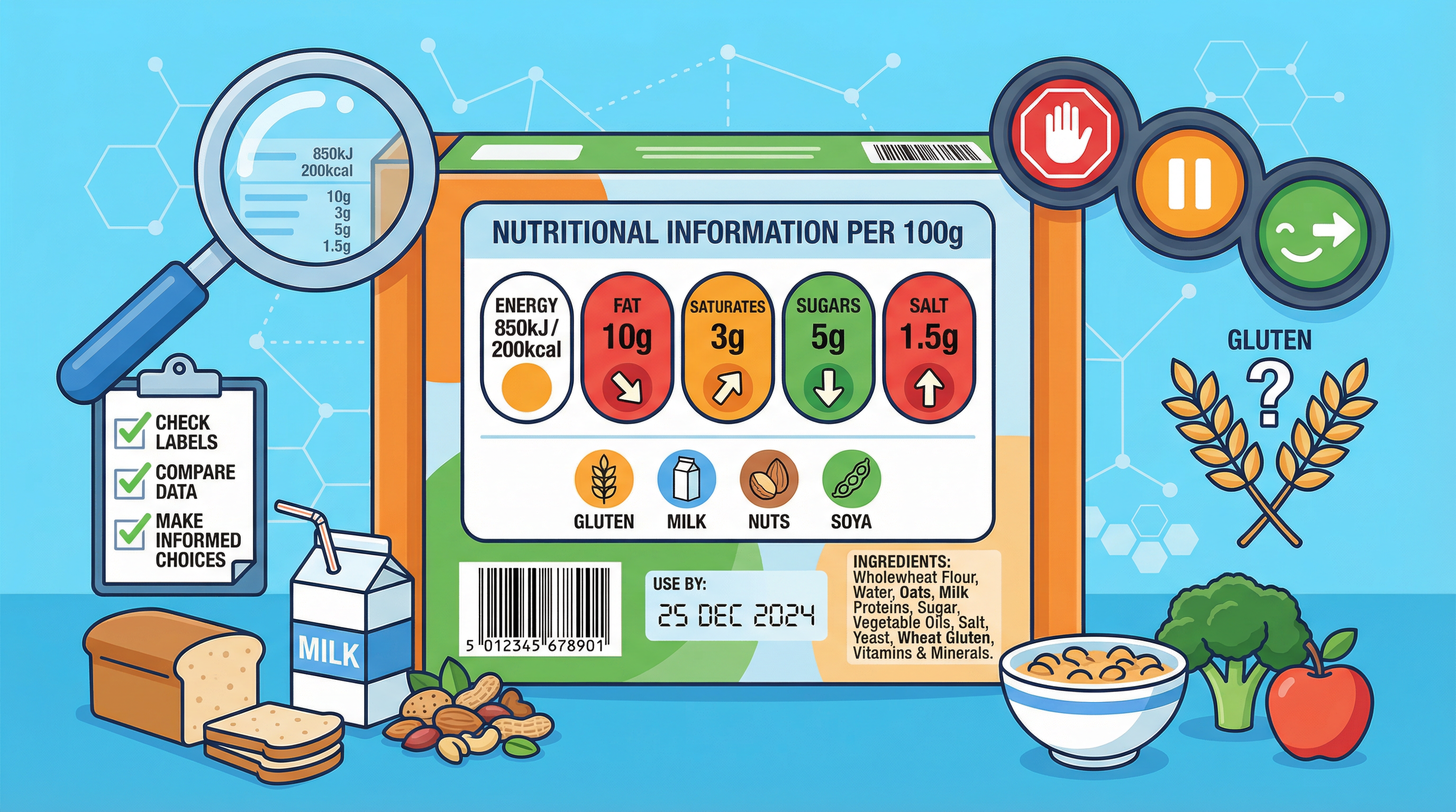 Interpreting labeling information — WJEC GCSE study guide illustration
