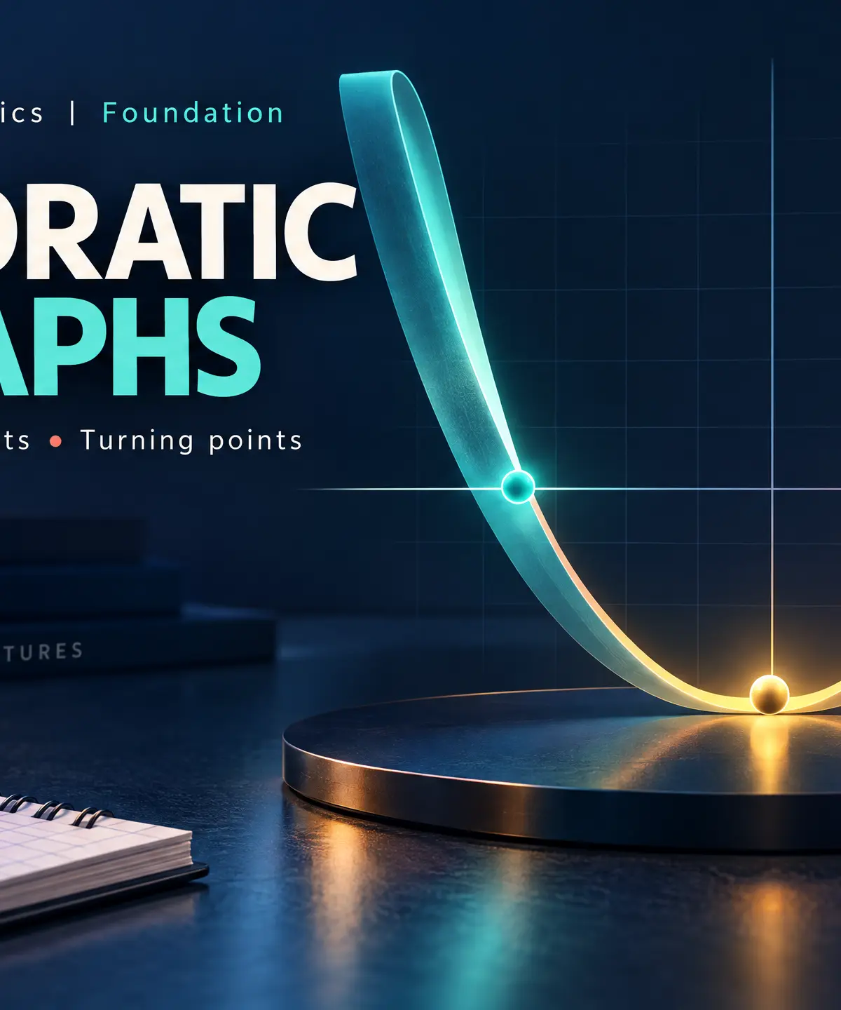 Quadratic graphs: roots, intercepts and turning points.