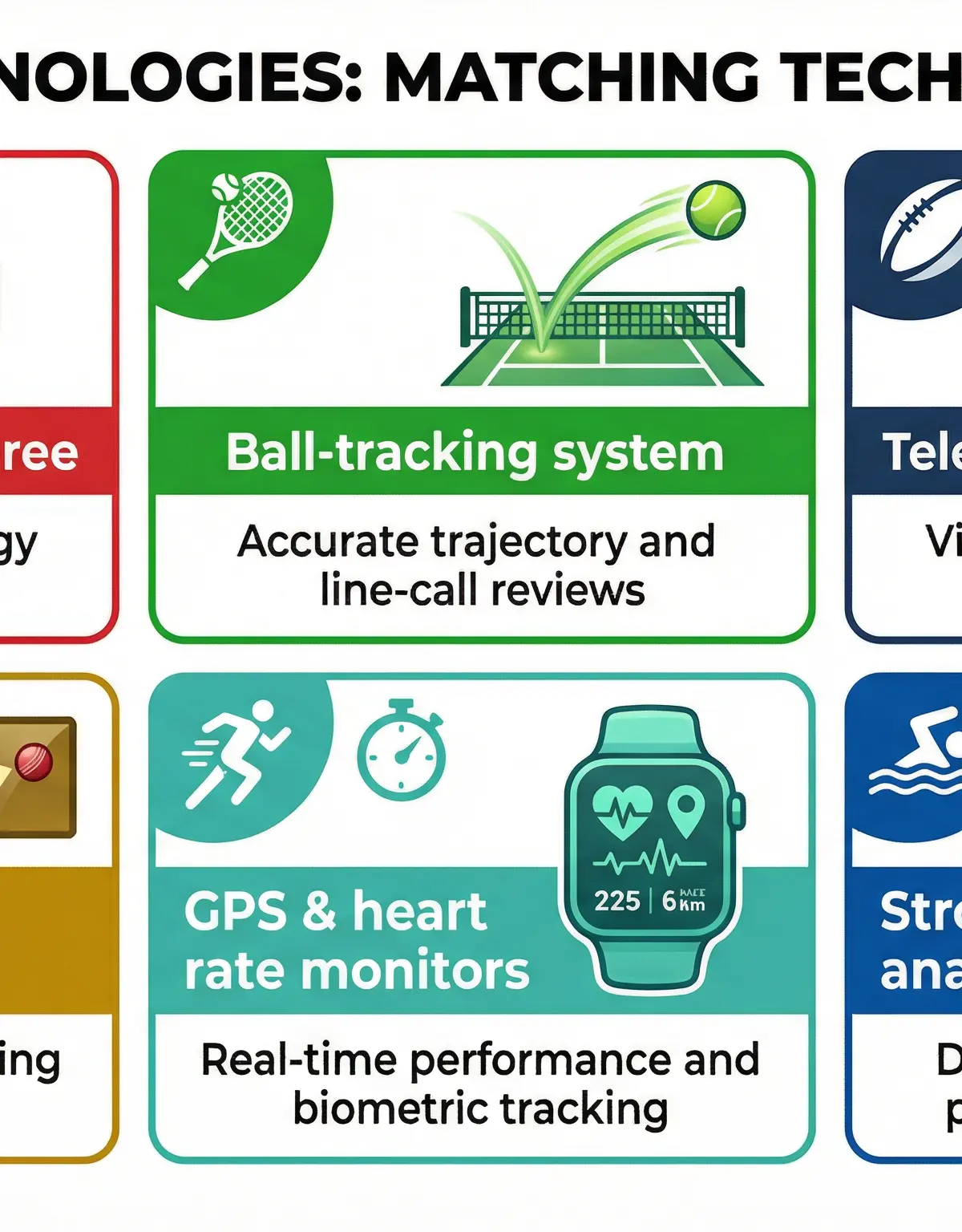 Matching key sports technologies to the games they are used in.