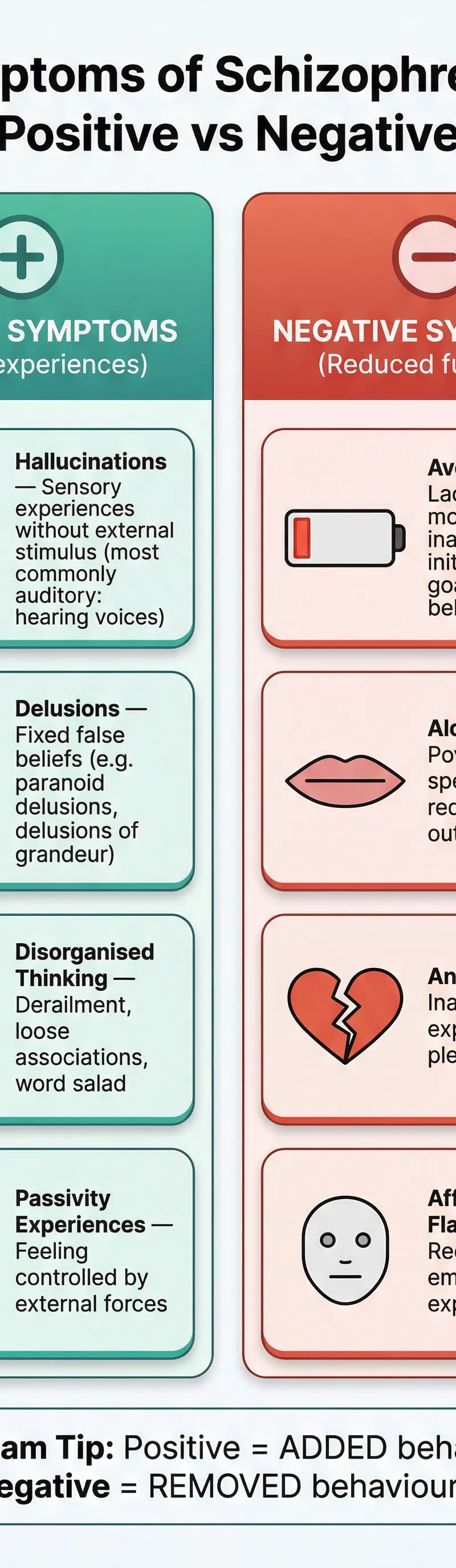Positive vs Negative Symptoms of Schizophrenia