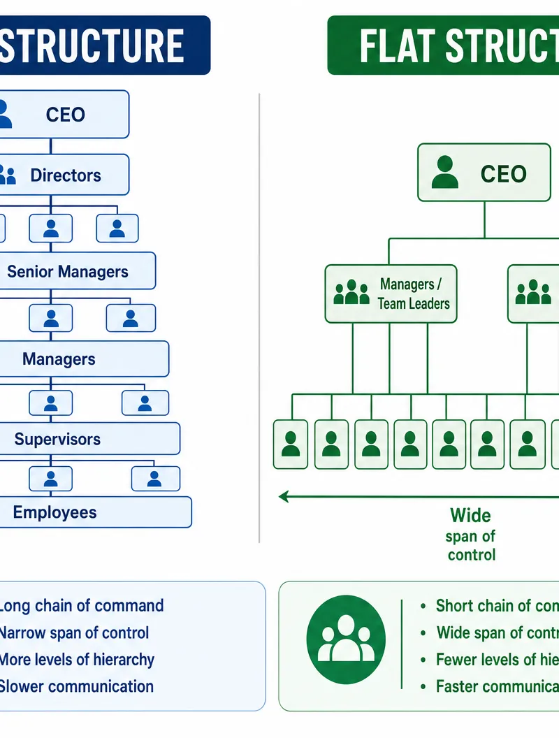 Comparison of Tall vs Flat Organisational Structures
