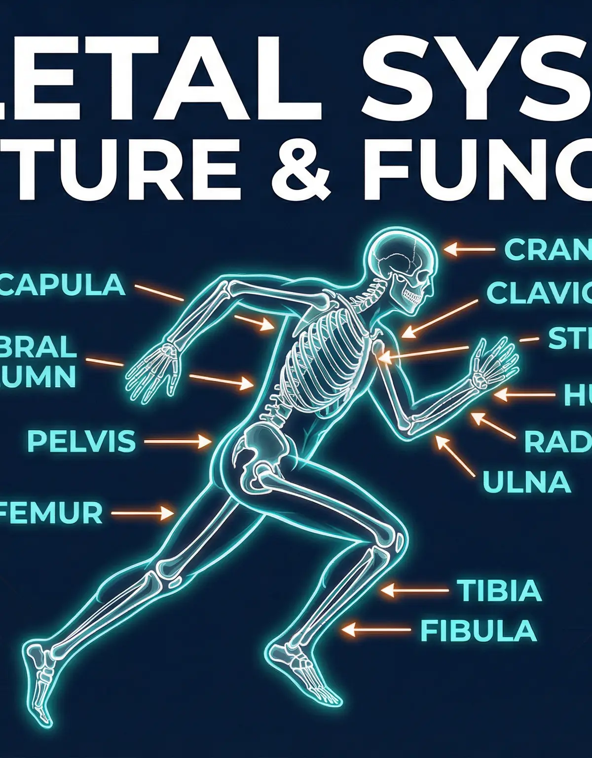 The skeletal system provides the framework for athletic movement.