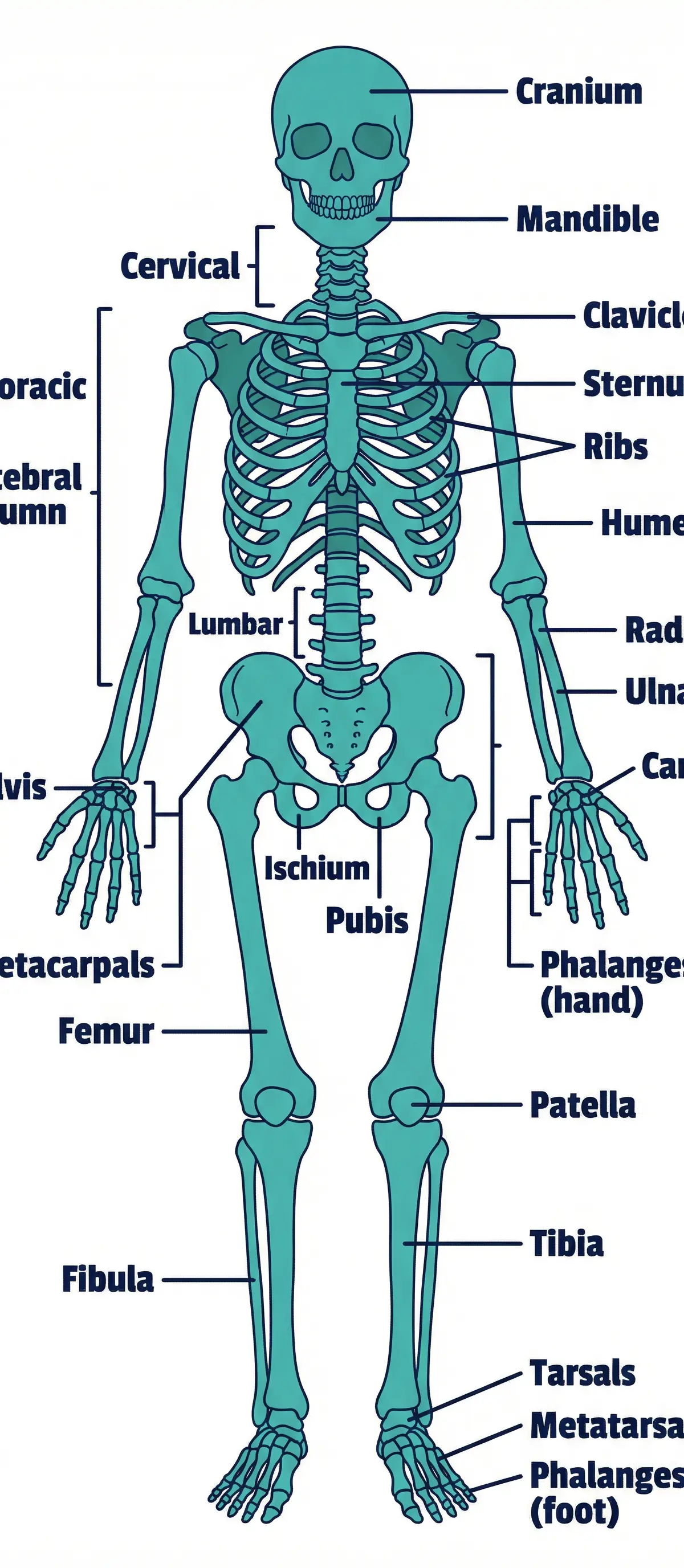 Candidates must be able to identify these major bones using scientific terminology.