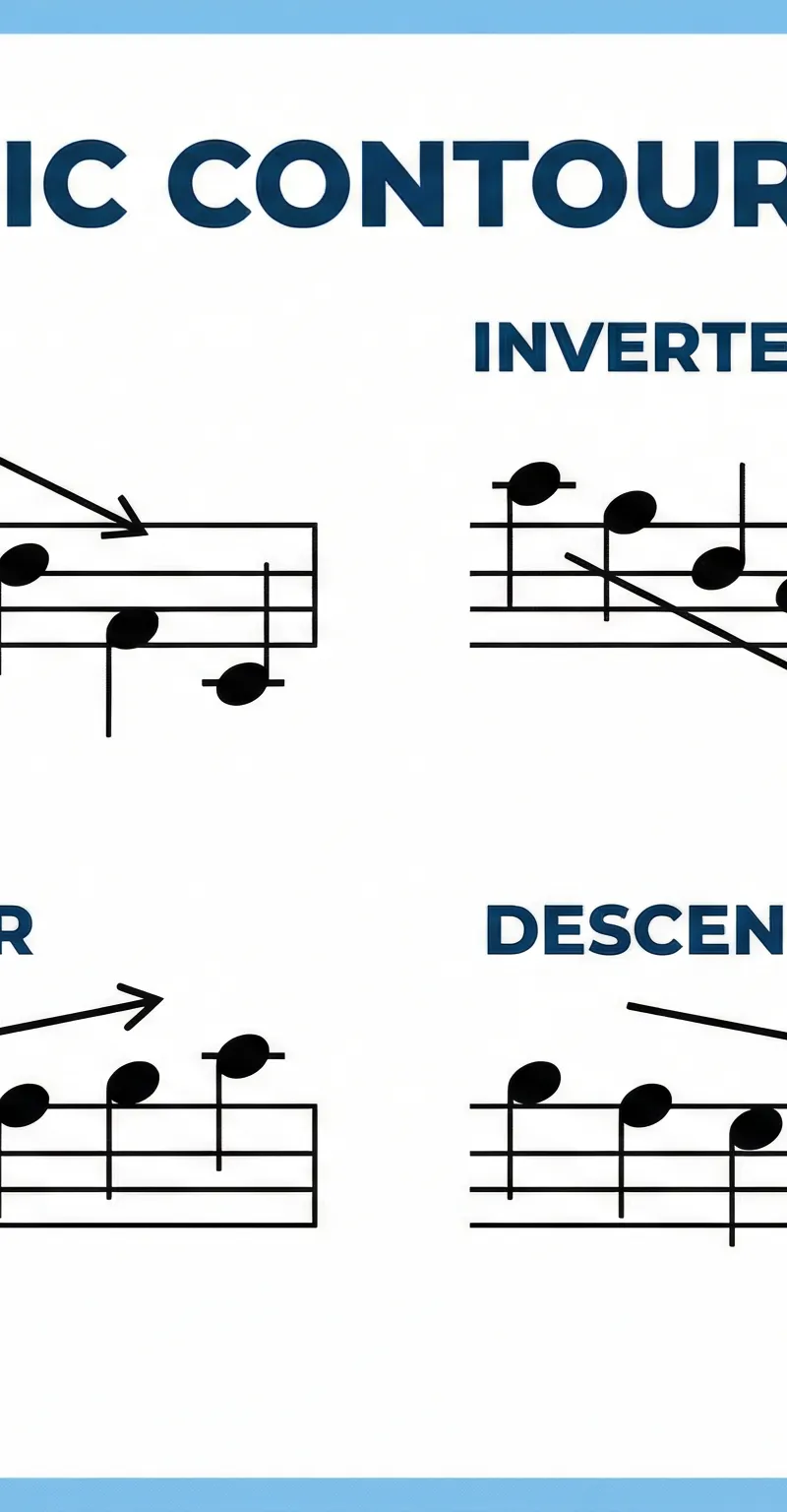 Visual guide to the common melodic contours examiners look for.