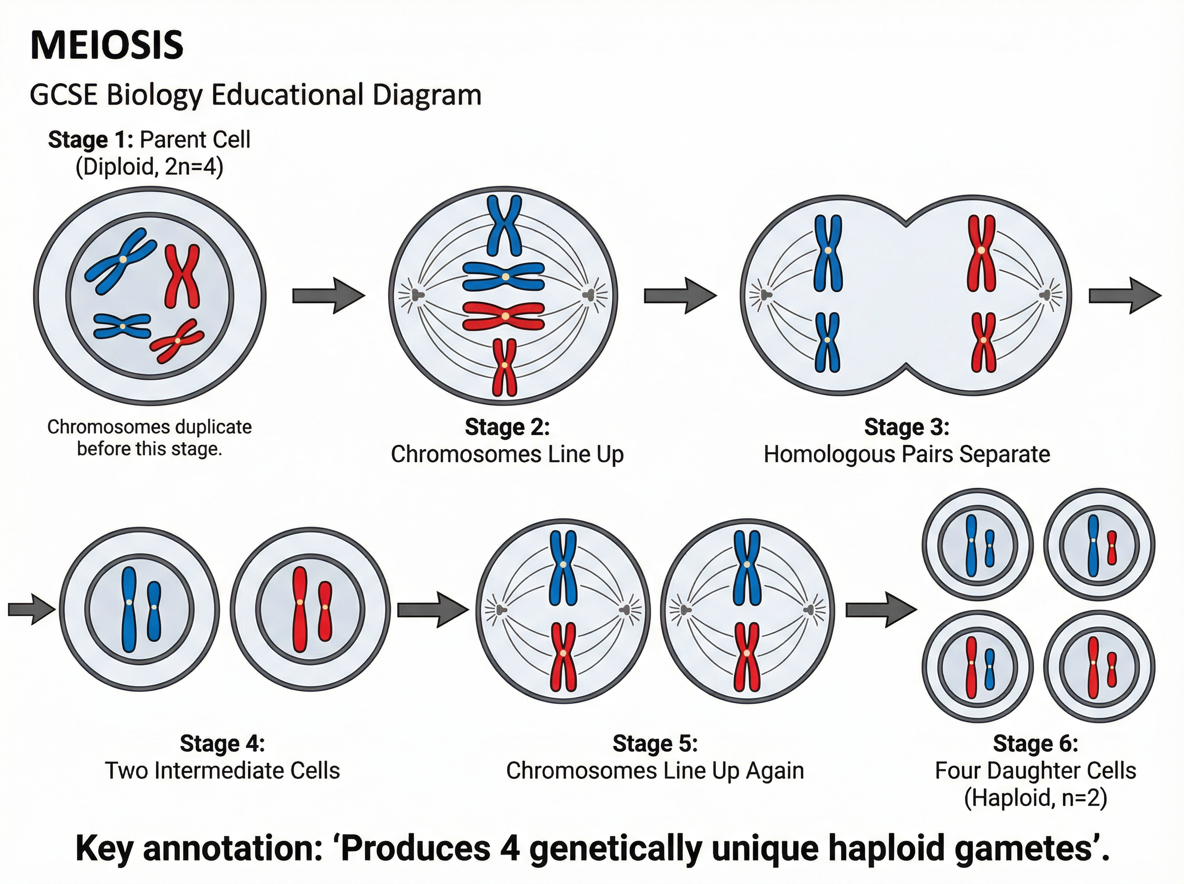 The process of meiosis producing gametes