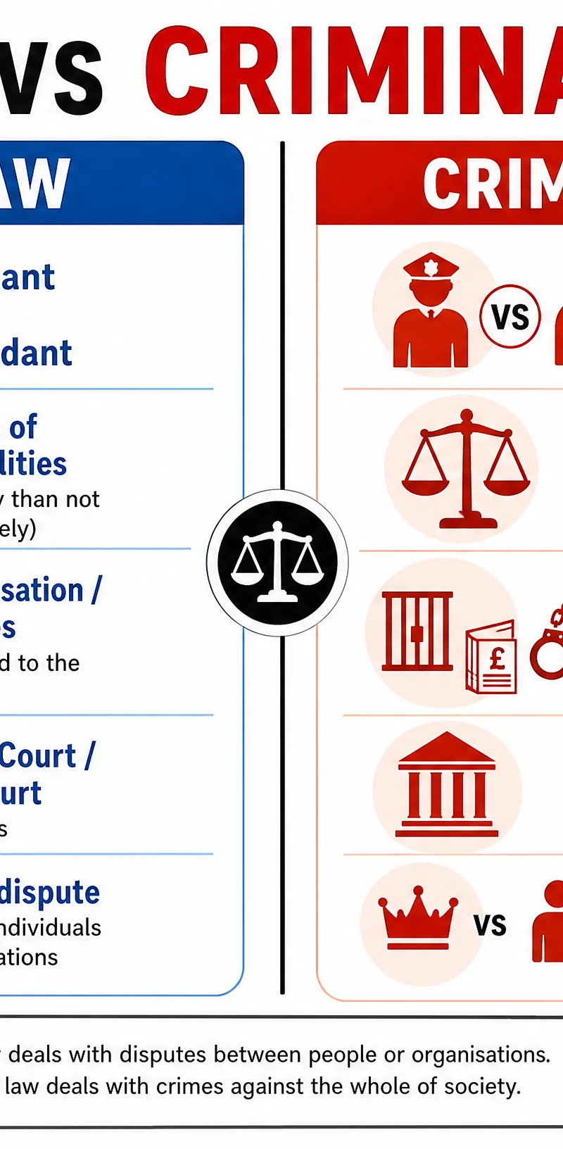 Civil vs Criminal Law Comparison